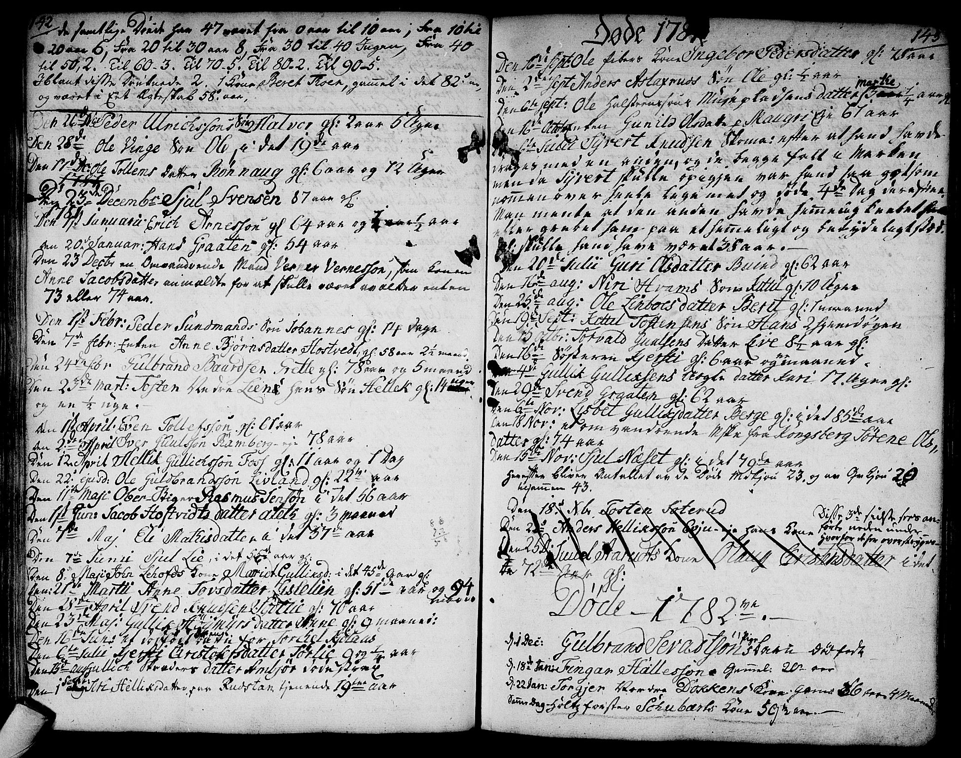 Flesberg kirkebøker, AV/SAKO-A-18/F/Fa/L0003: Parish register (official) no. I 3, 1748-1790, p. 142-143