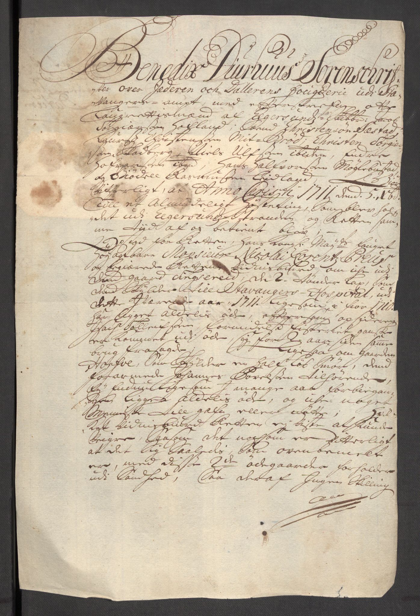 Rentekammeret inntil 1814, Reviderte regnskaper, Fogderegnskap, AV/RA-EA-4092/R46/L2735: Fogderegnskap Jæren og Dalane, 1711, p. 199