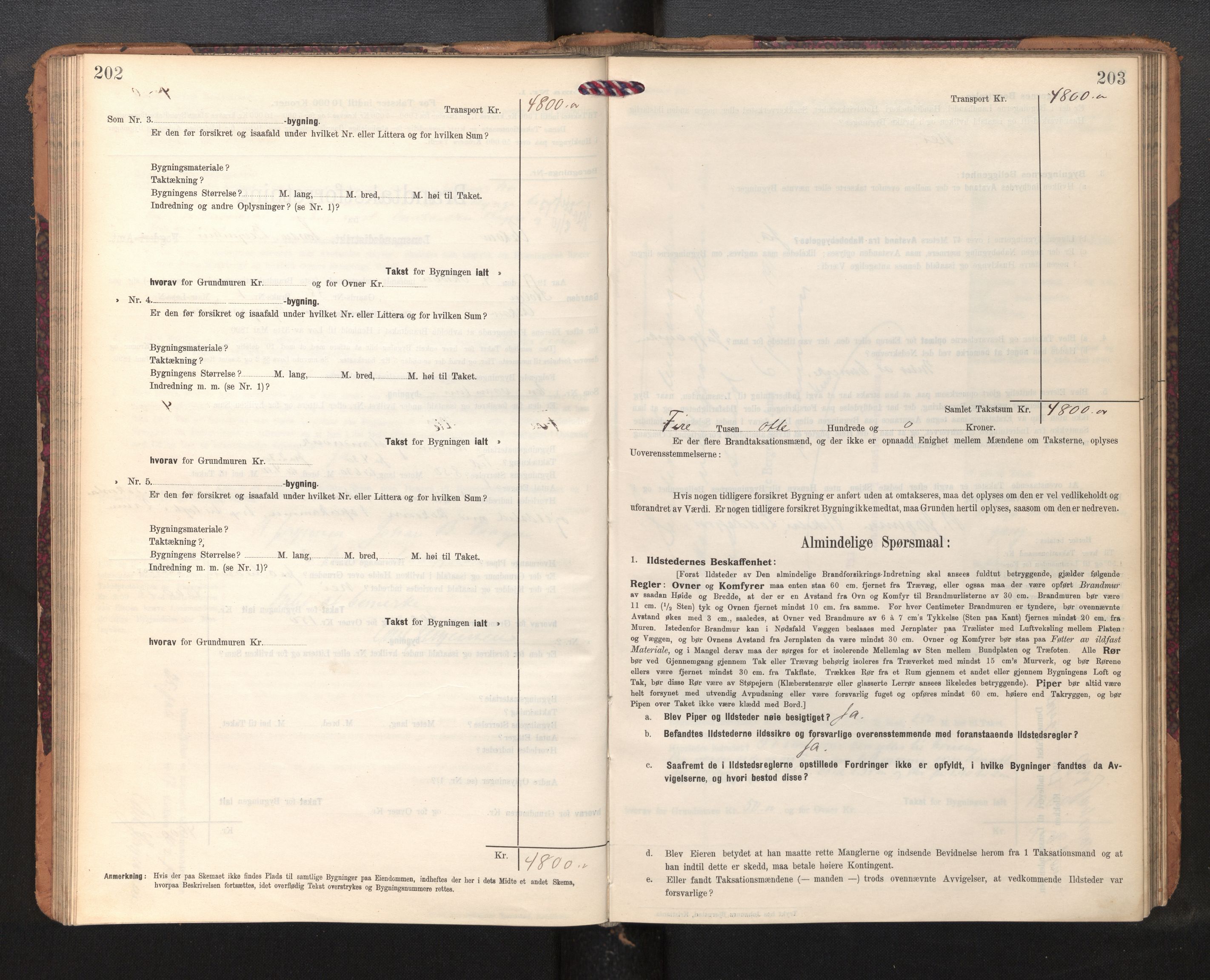 Lensmannen i Askøy, AV/SAB-A-31001/0012/L0007: Branntakstprotokoll, skjematakst, 1910-1919, p. 202-203