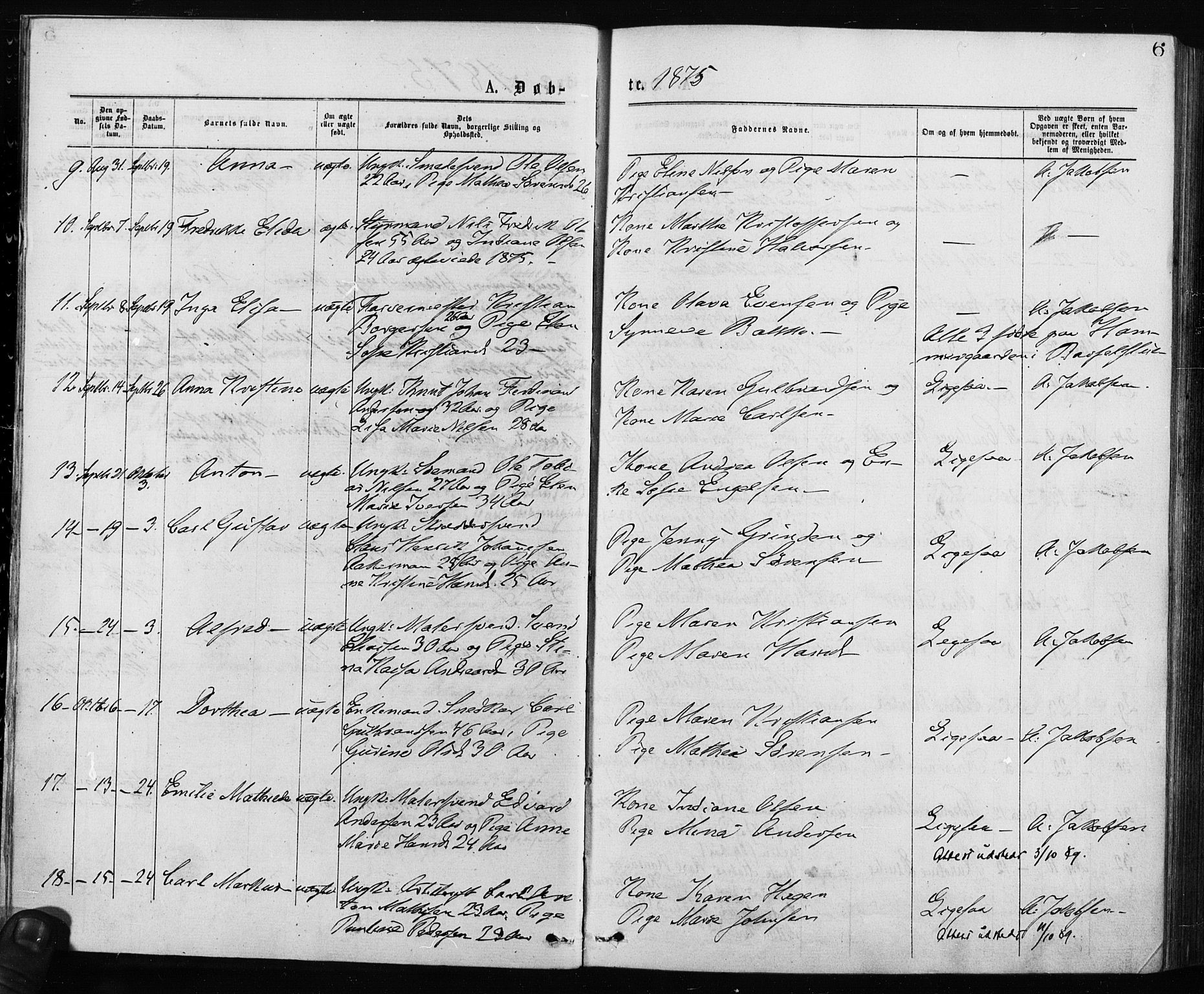 Krohgstøtten sykehusprest Kirkebøker, AV/SAO-A-10854/F/Fa/L0002: Parish register (official) no. 2, 1873-1932, p. 6