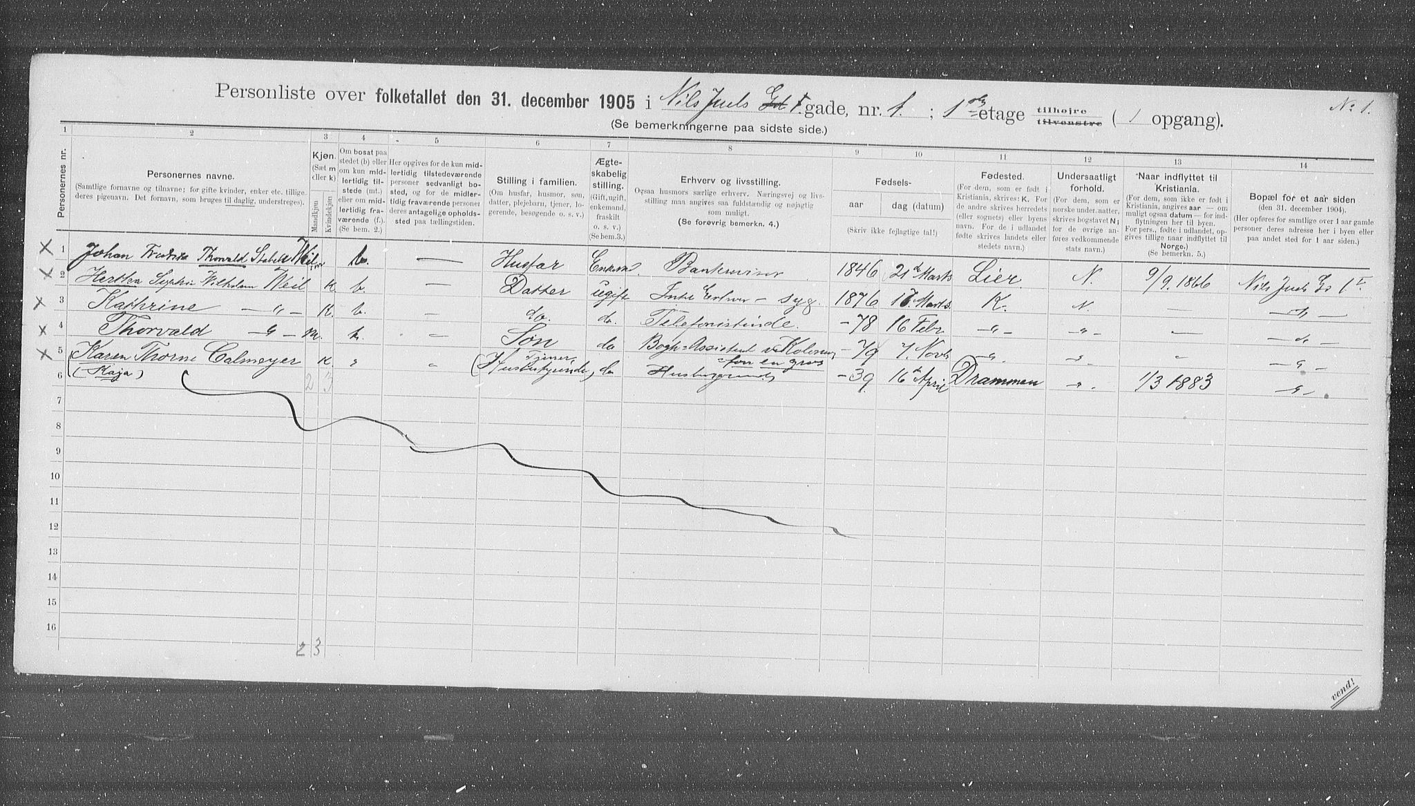 OBA, Municipal Census 1905 for Kristiania, 1905, p. 36959