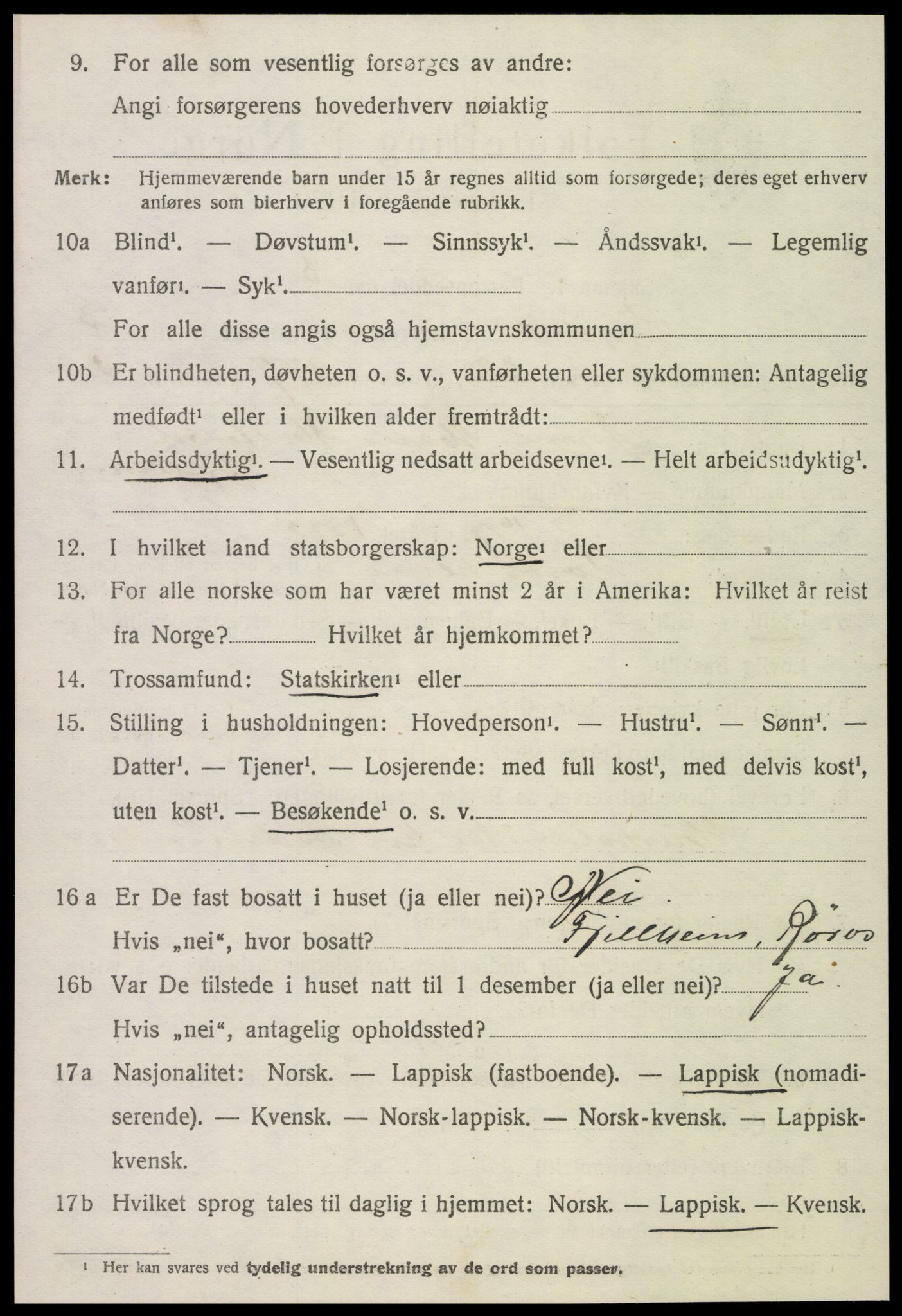 SAT, 1920 census for Tydal, 1920, p. 1498