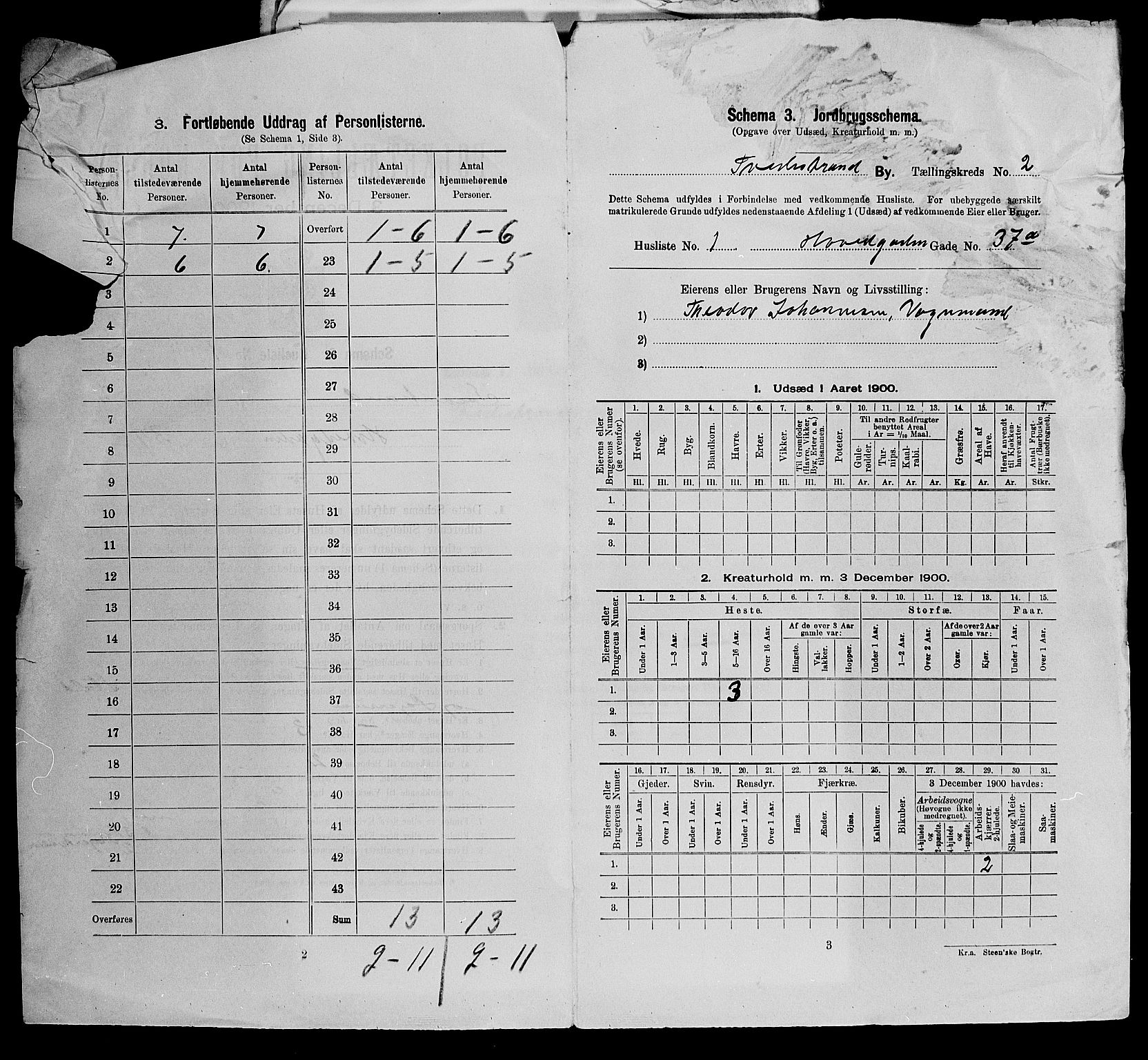 SAK, 1900 census for Tvedestrand, 1900, p. 574