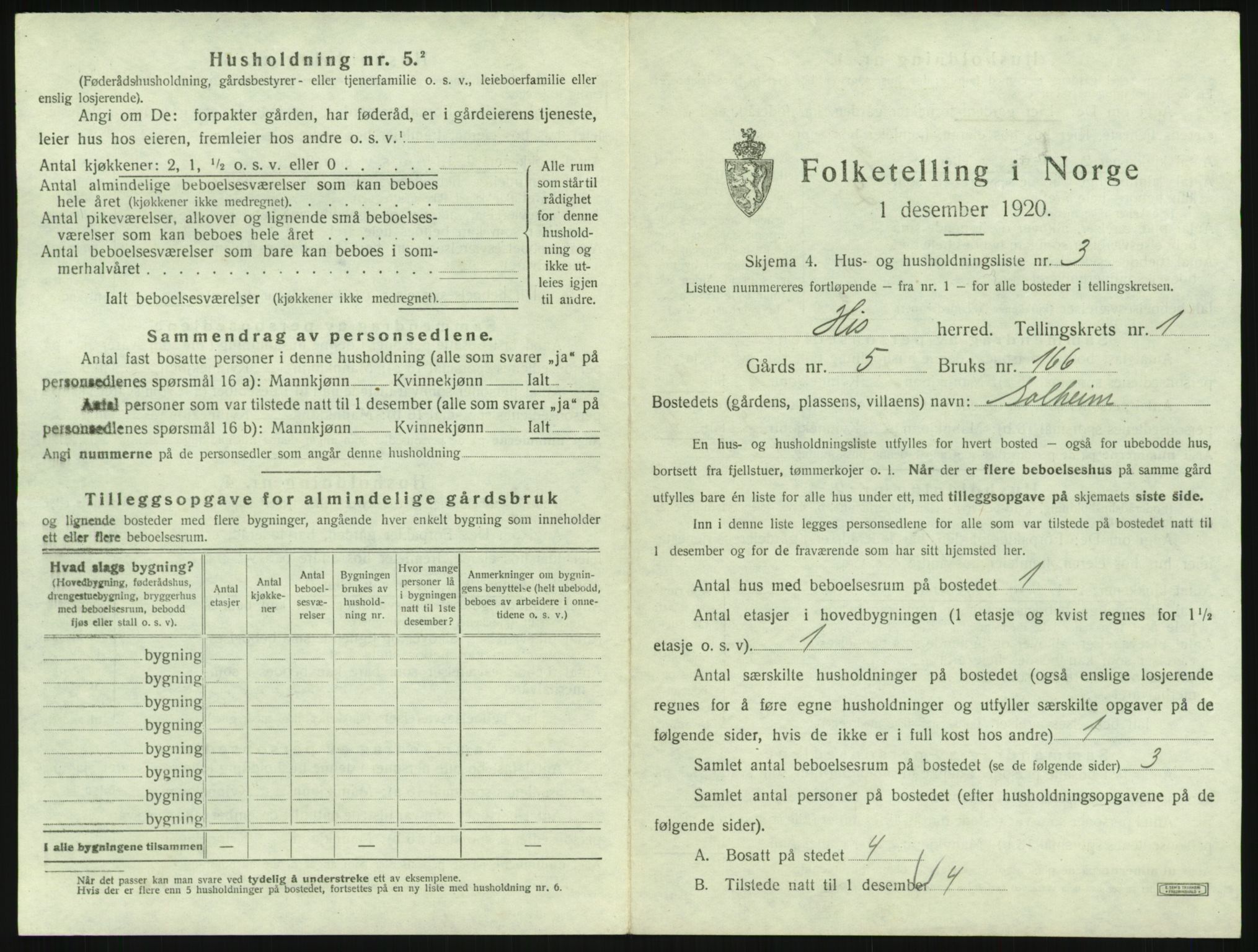 SAK, 1920 census for Hisøy, 1920, p. 36