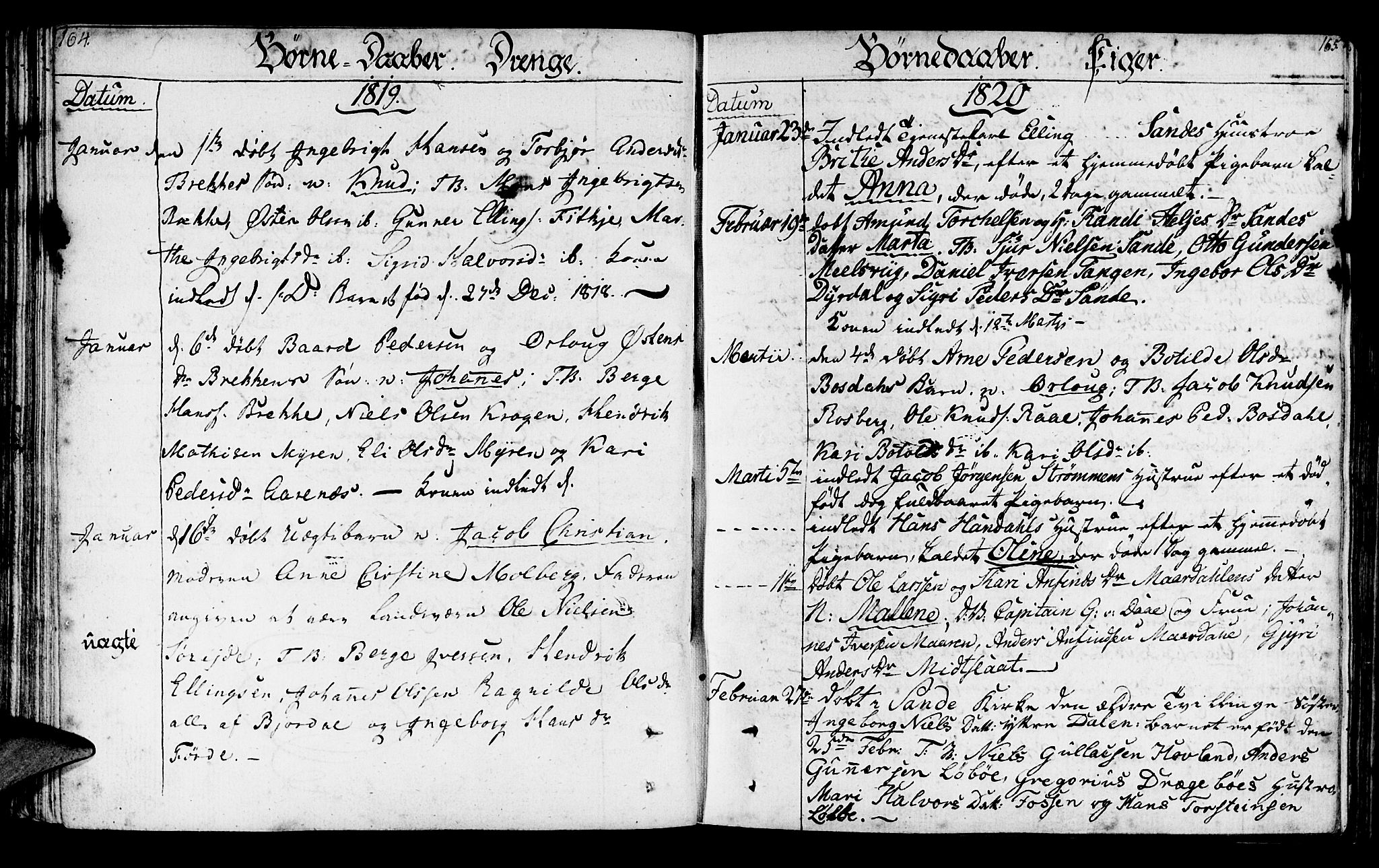 Lavik sokneprestembete, SAB/A-80901: Parish register (official) no. A 1, 1809-1822, p. 164-165