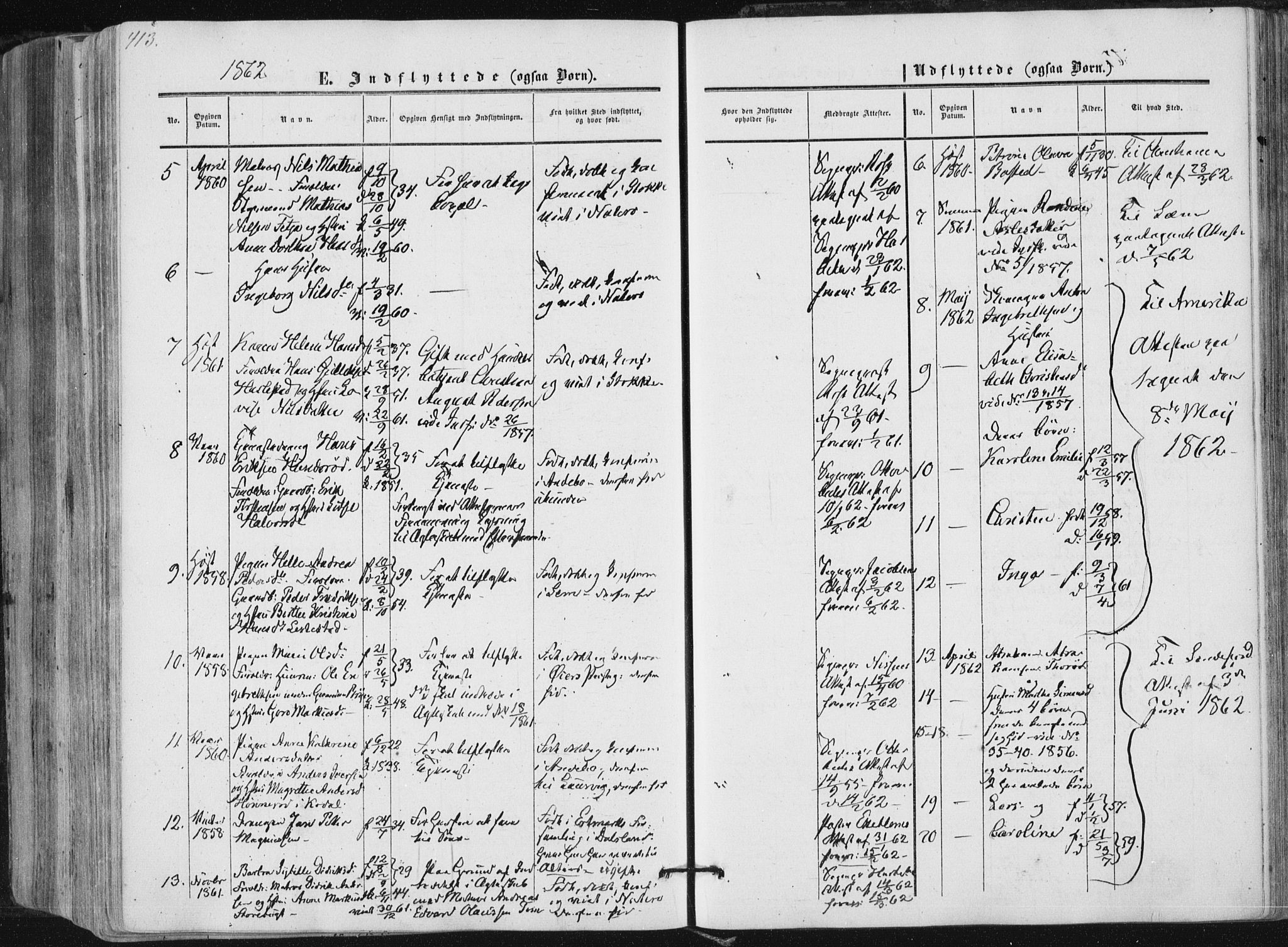 Tønsberg kirkebøker, AV/SAKO-A-330/F/Fa/L0008: Parish register (official) no. I 8, 1855-1864, p. 413