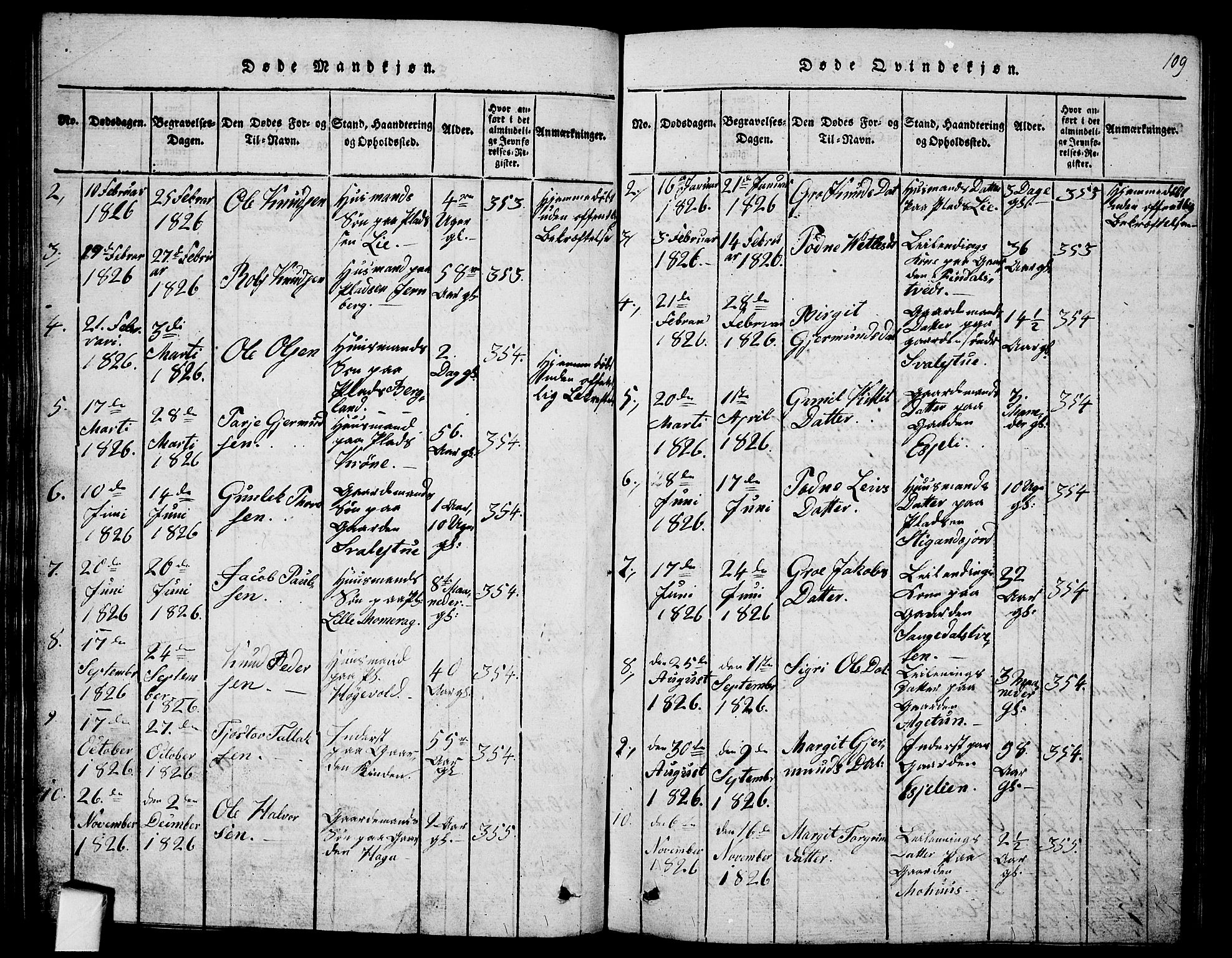 Fyresdal kirkebøker, SAKO/A-263/G/Ga/L0001: Parish register (copy) no. I 1, 1816-1840, p. 109
