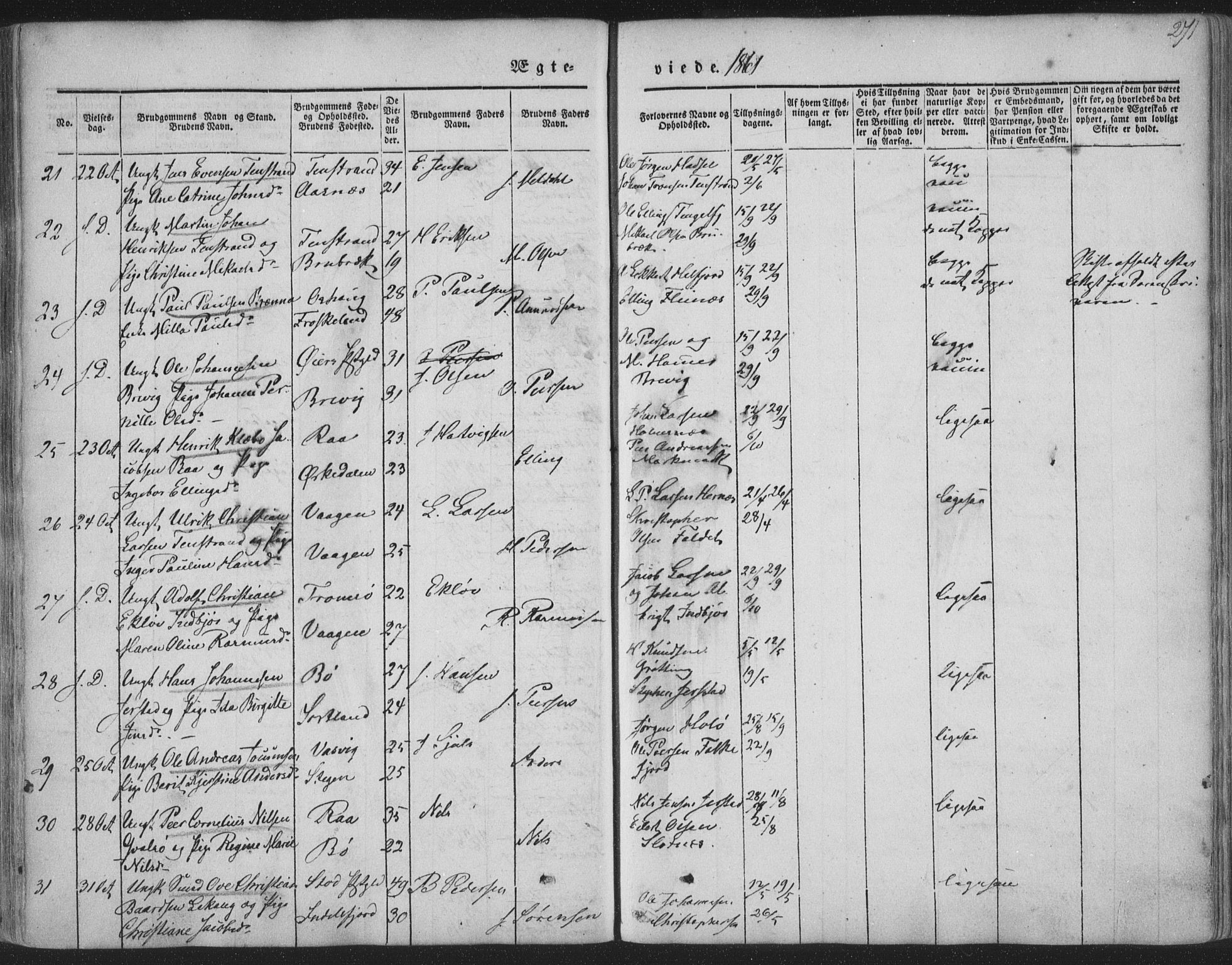 Ministerialprotokoller, klokkerbøker og fødselsregistre - Nordland, SAT/A-1459/888/L1241: Parish register (official) no. 888A07, 1849-1869, p. 271
