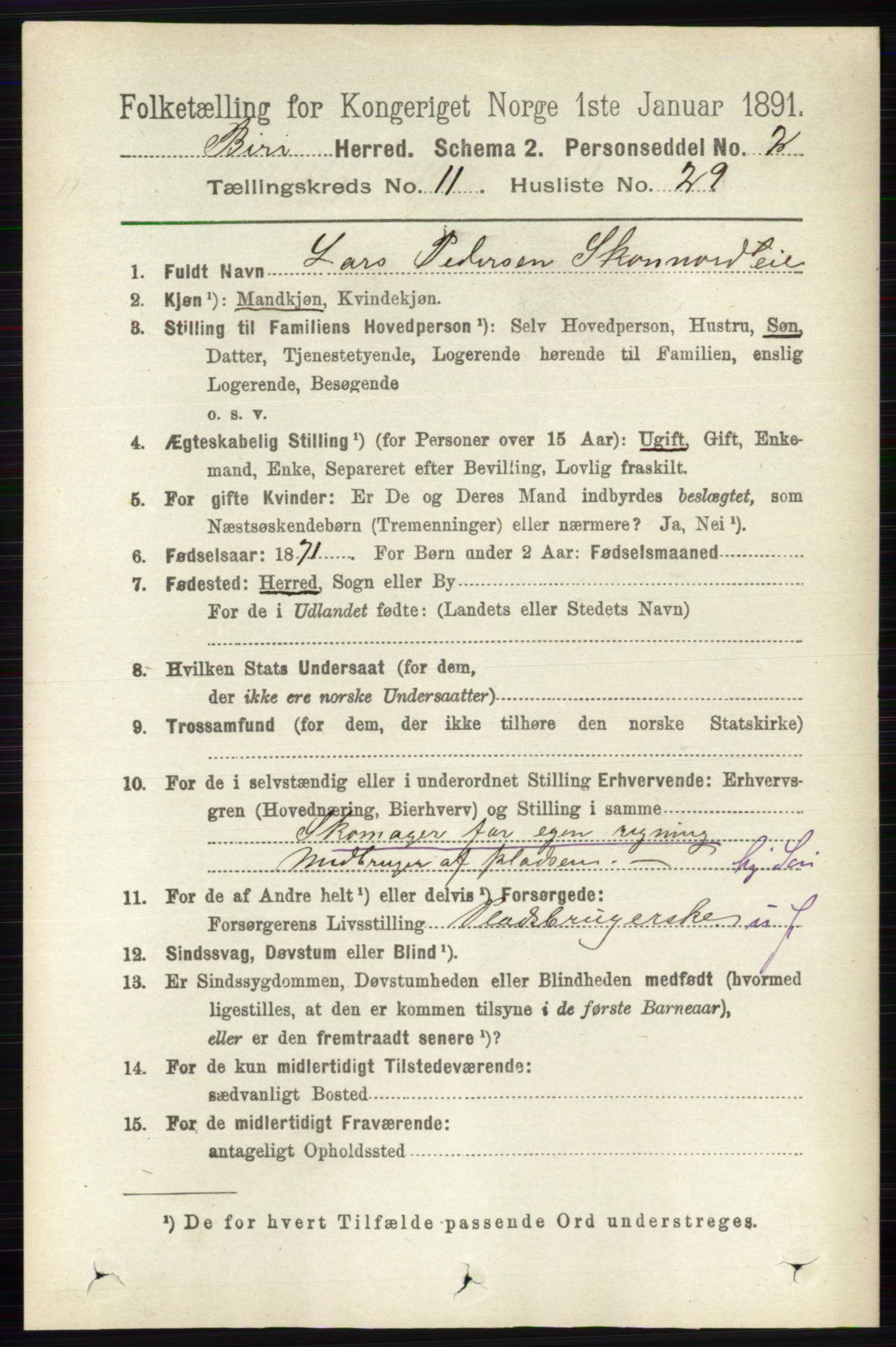 RA, 1891 census for 0525 Biri, 1891, p. 4533