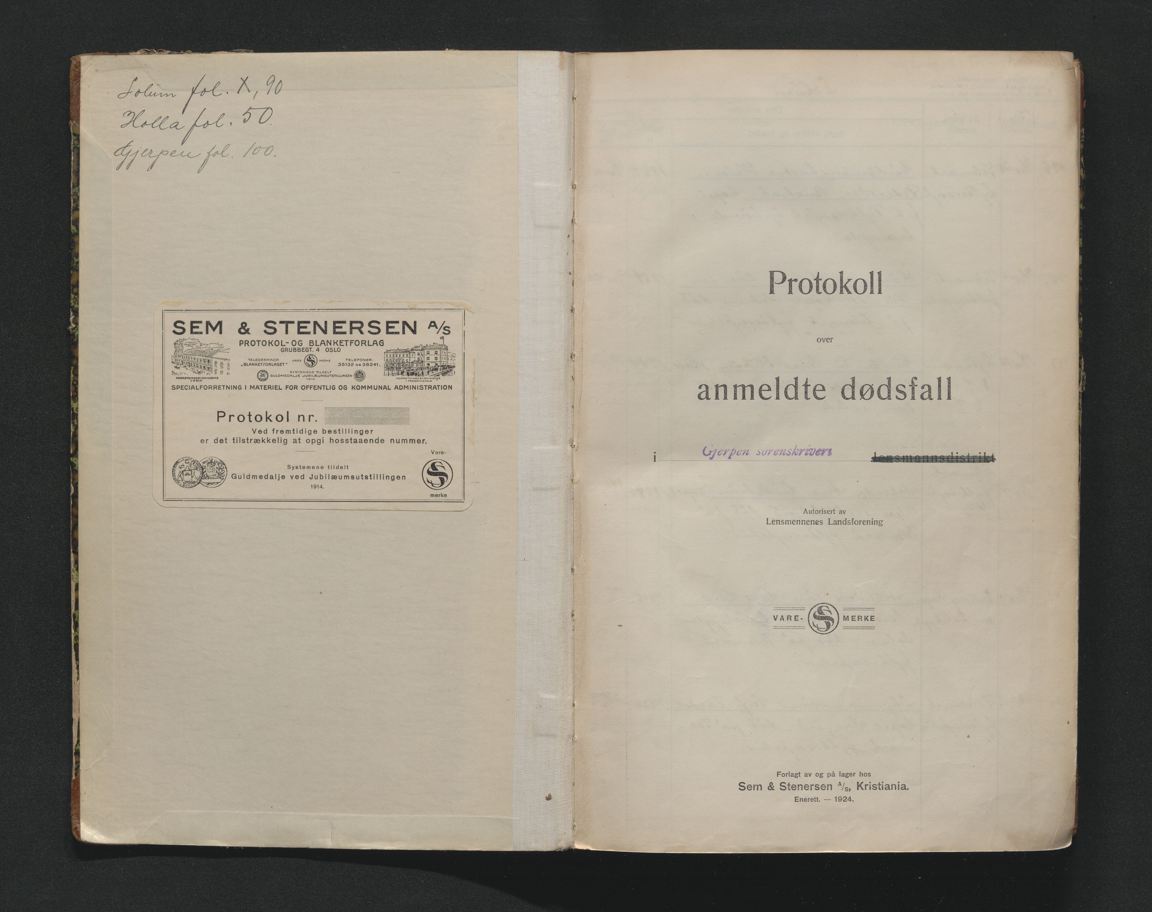 Gjerpen sorenskriveri, SAKO/A-216/H/Ha/Haa/Haaa/L0003: Dødsanmeldelsesprotokoll, Sorenskriveriet, 1925-1930