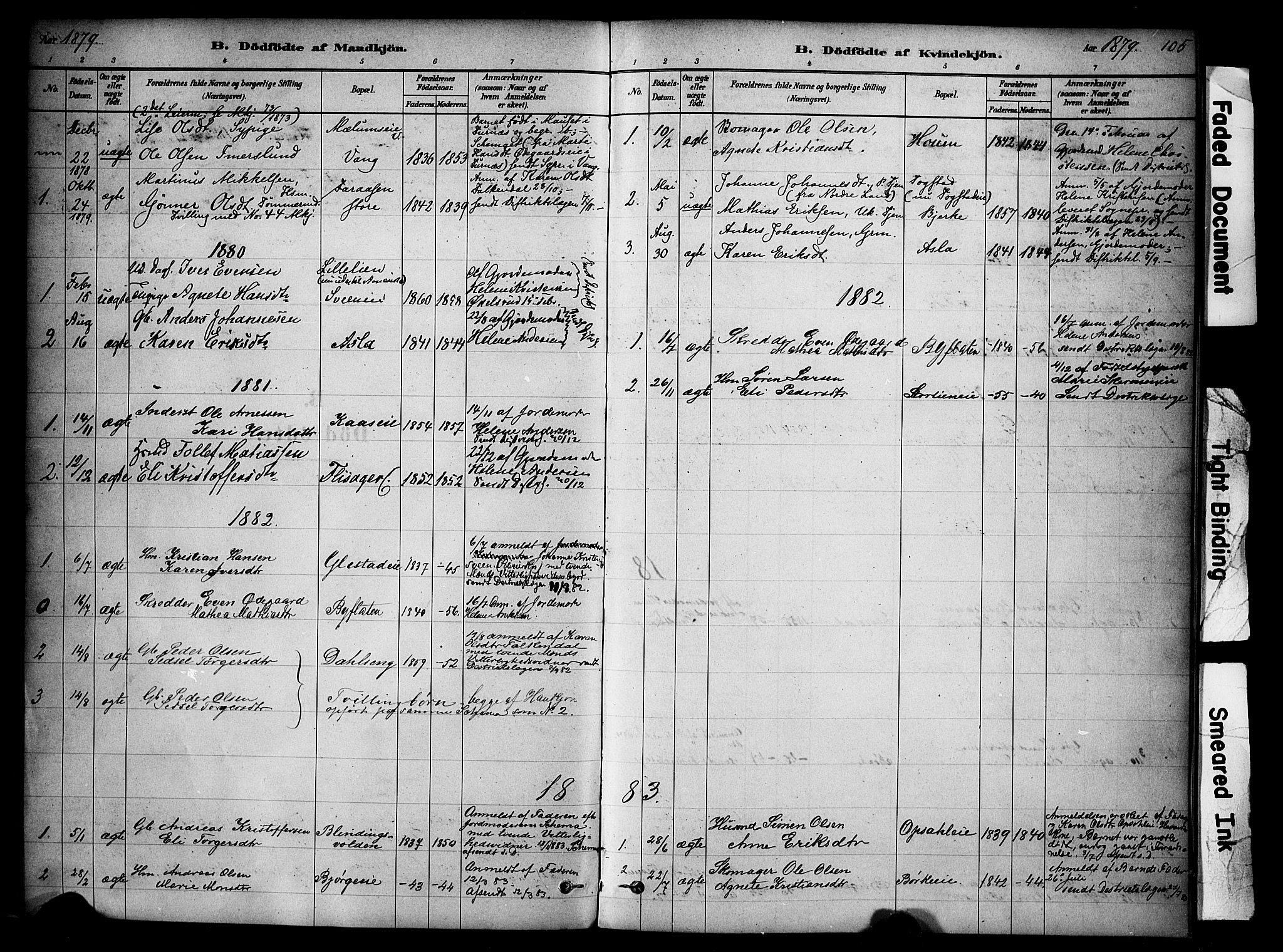Ringsaker prestekontor, SAH/PREST-014/K/Ka/L0014: Parish register (official) no. 14, 1879-1890, p. 105