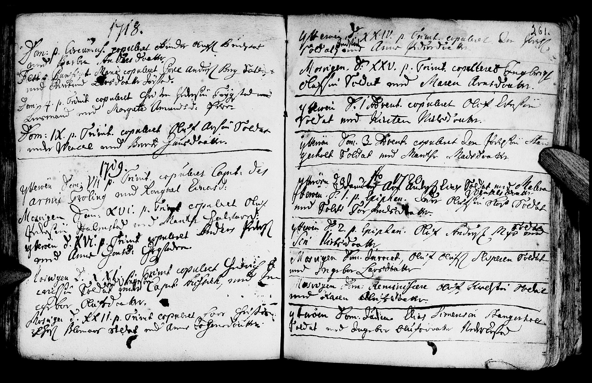 Ministerialprotokoller, klokkerbøker og fødselsregistre - Nord-Trøndelag, SAT/A-1458/722/L0215: Parish register (official) no. 722A02, 1718-1755, p. 261