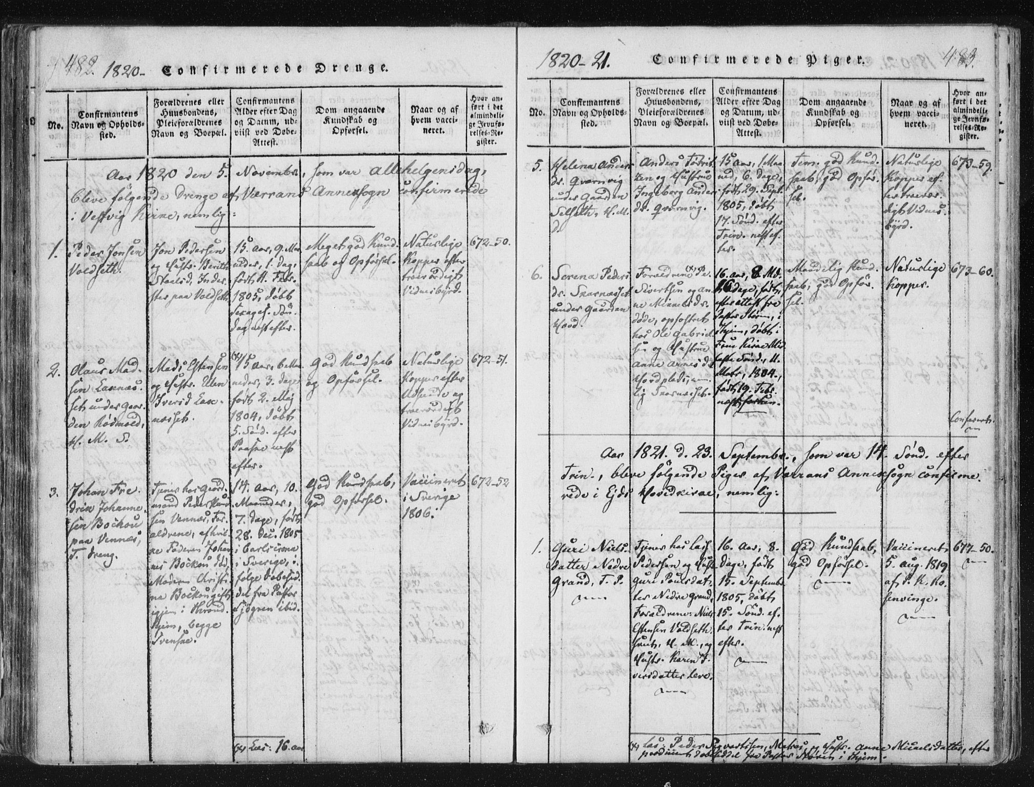 Ministerialprotokoller, klokkerbøker og fødselsregistre - Nord-Trøndelag, SAT/A-1458/744/L0417: Parish register (official) no. 744A01, 1817-1842, p. 482-483