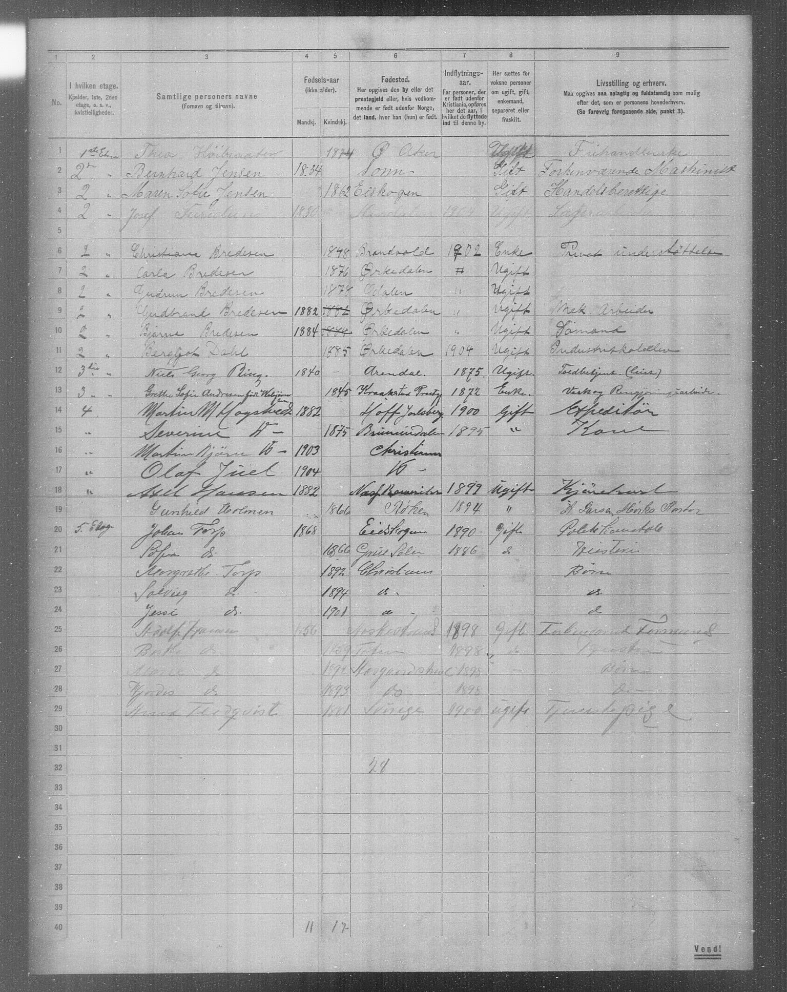 OBA, Municipal Census 1904 for Kristiania, 1904, p. 16305