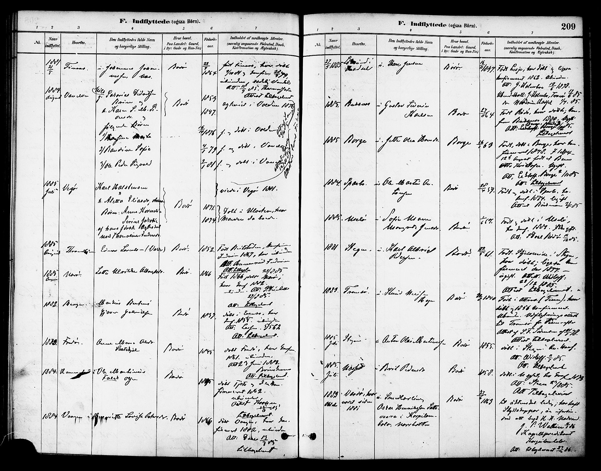 Ministerialprotokoller, klokkerbøker og fødselsregistre - Nordland, SAT/A-1459/801/L0030: Parish register (copy) no. 801C05, 1879-1887, p. 209