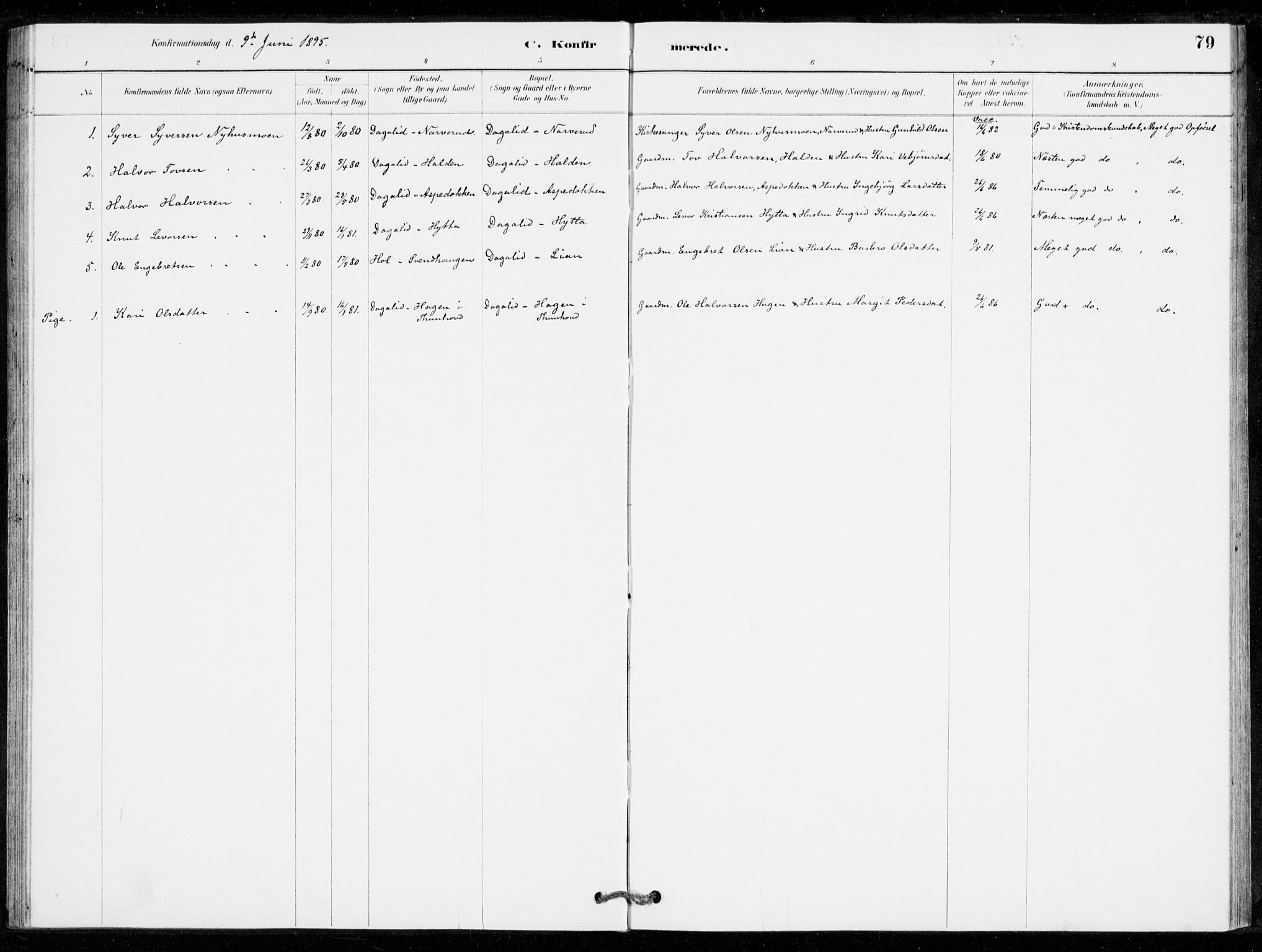 Nore kirkebøker, SAKO/A-238/G/Gc/L0003: Parish register (copy) no. III 3, 1881-1941, p. 79