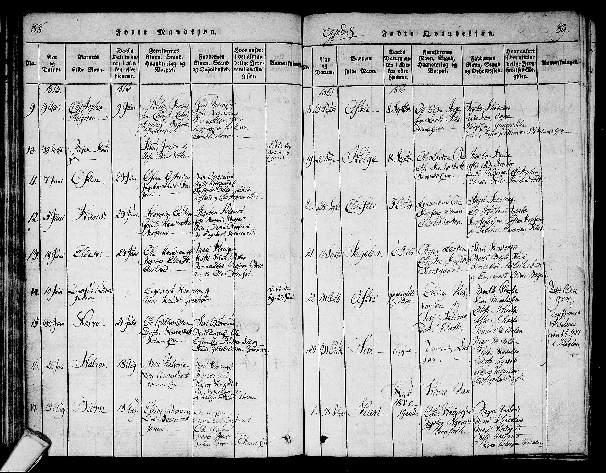 Sigdal kirkebøker, SAKO/A-245/F/Fa/L0005: Parish register (official) no. I 5 /2, 1815-1829, p. 88-89