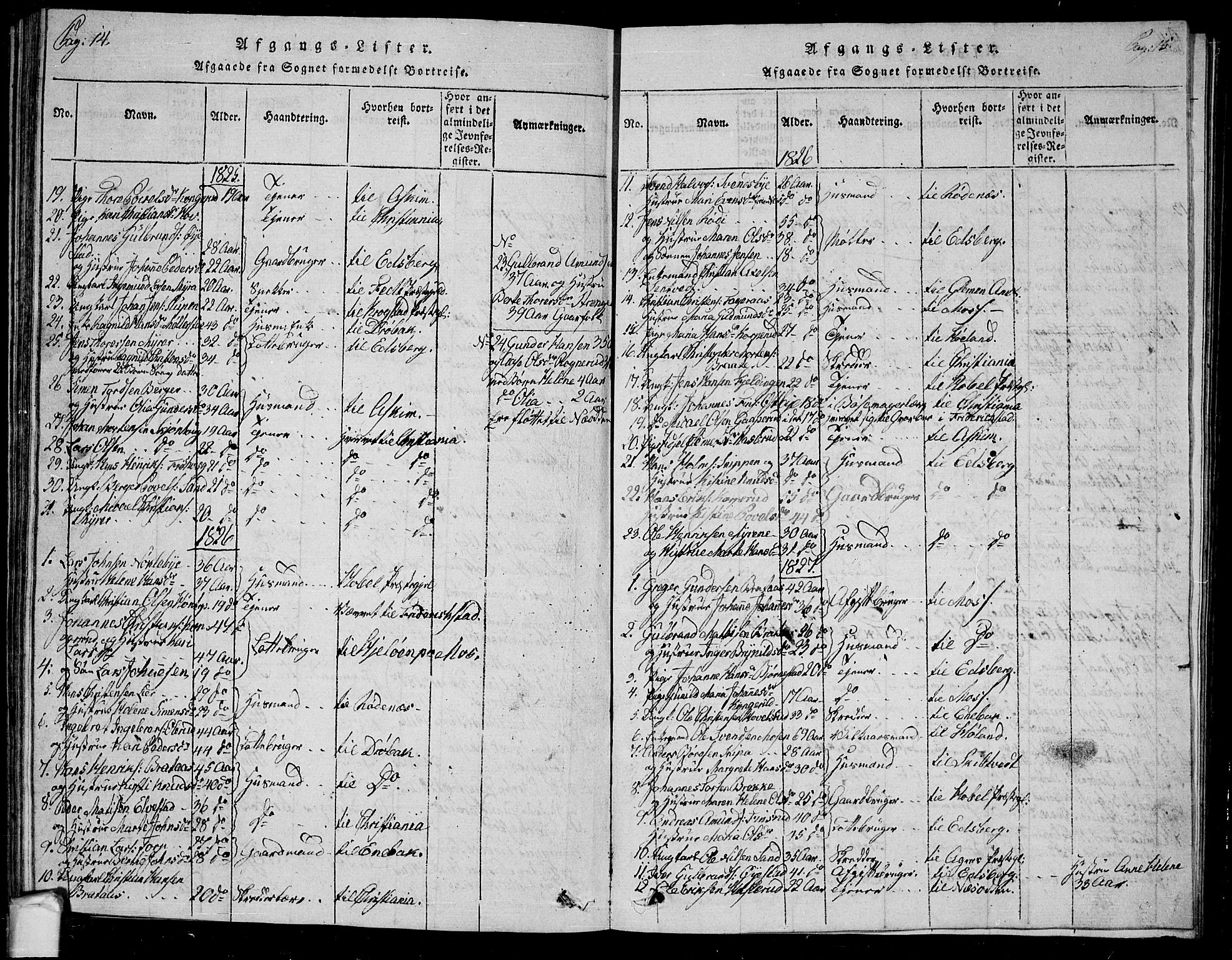 Trøgstad prestekontor Kirkebøker, SAO/A-10925/G/Ga/L0001: Parish register (copy) no. I 1, 1815-1831, p. 14-15