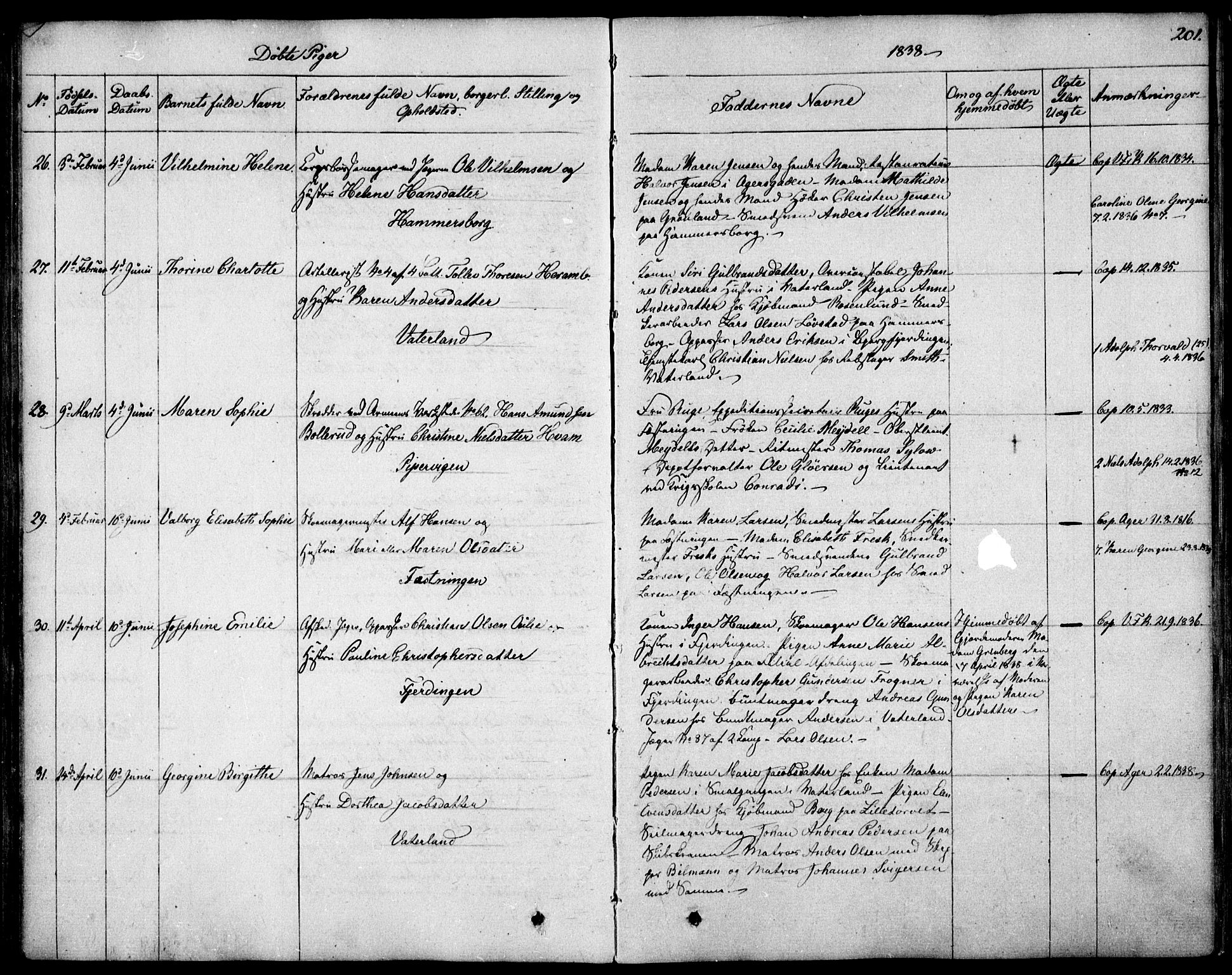 Garnisonsmenigheten Kirkebøker, SAO/A-10846/F/Fa/L0006: Parish register (official) no. 6, 1828-1841, p. 201