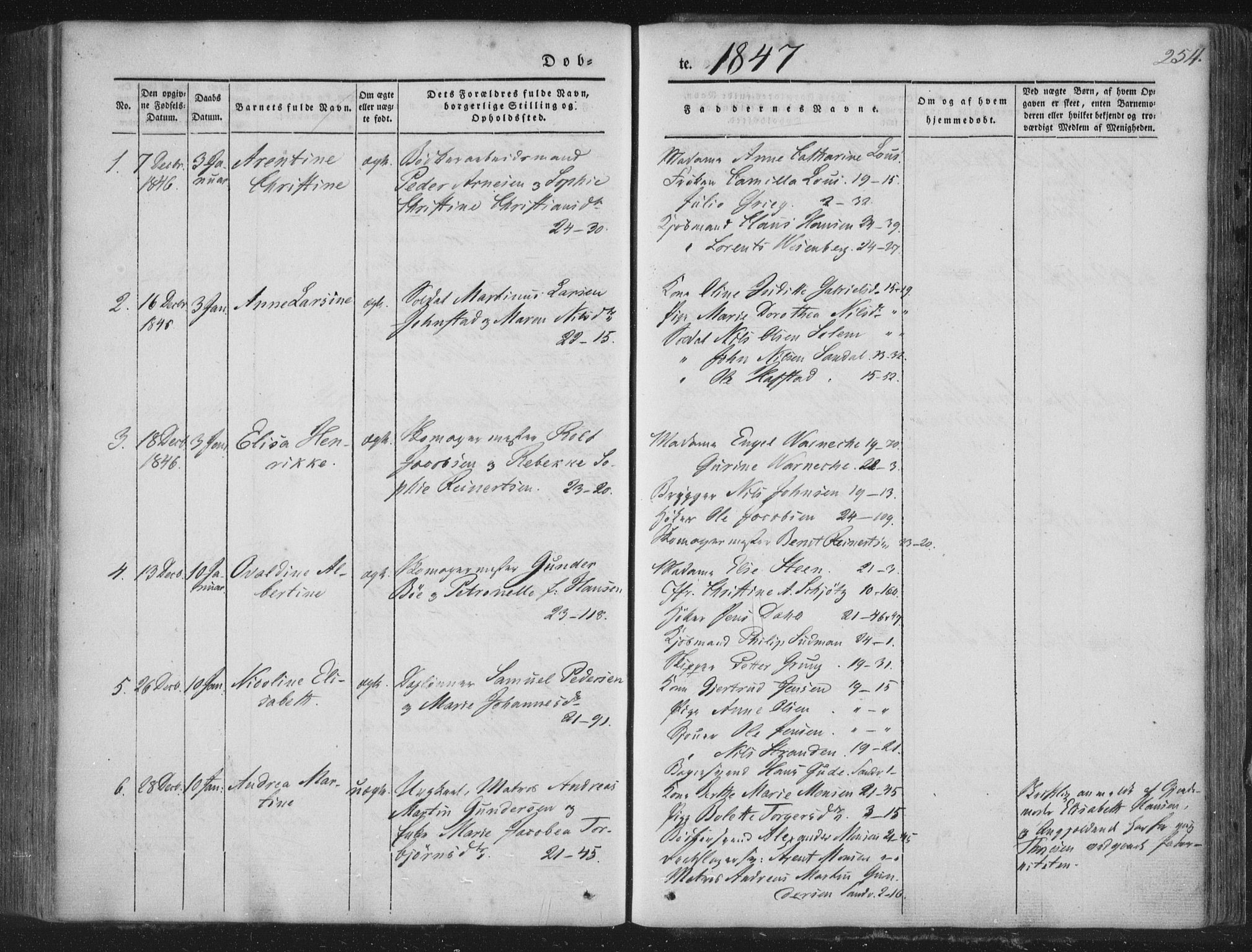 Korskirken sokneprestembete, AV/SAB-A-76101/H/Haa/L0016: Parish register (official) no. B 2, 1841-1851, p. 254