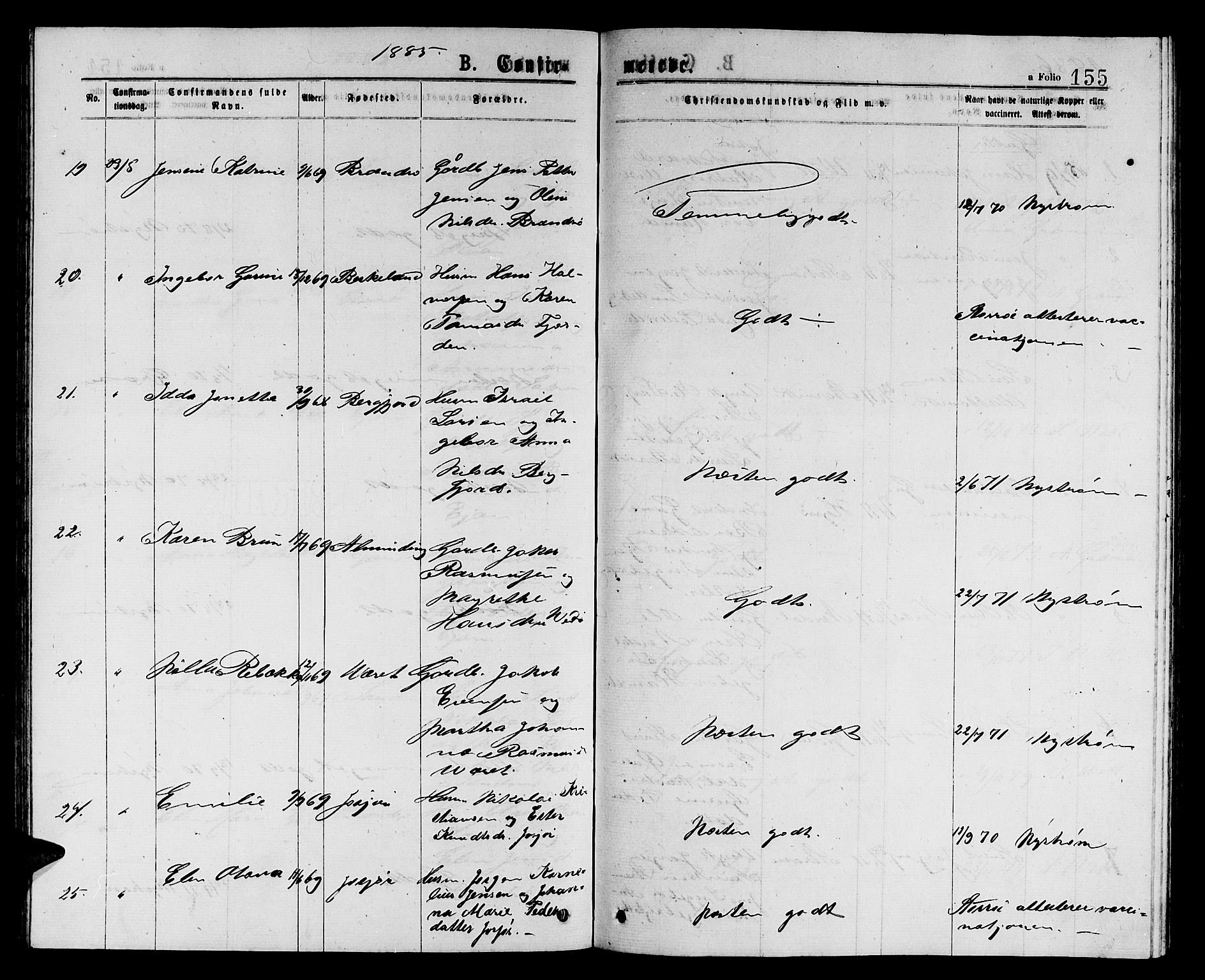 Ministerialprotokoller, klokkerbøker og fødselsregistre - Sør-Trøndelag, SAT/A-1456/657/L0715: Parish register (copy) no. 657C02, 1873-1888, p. 155