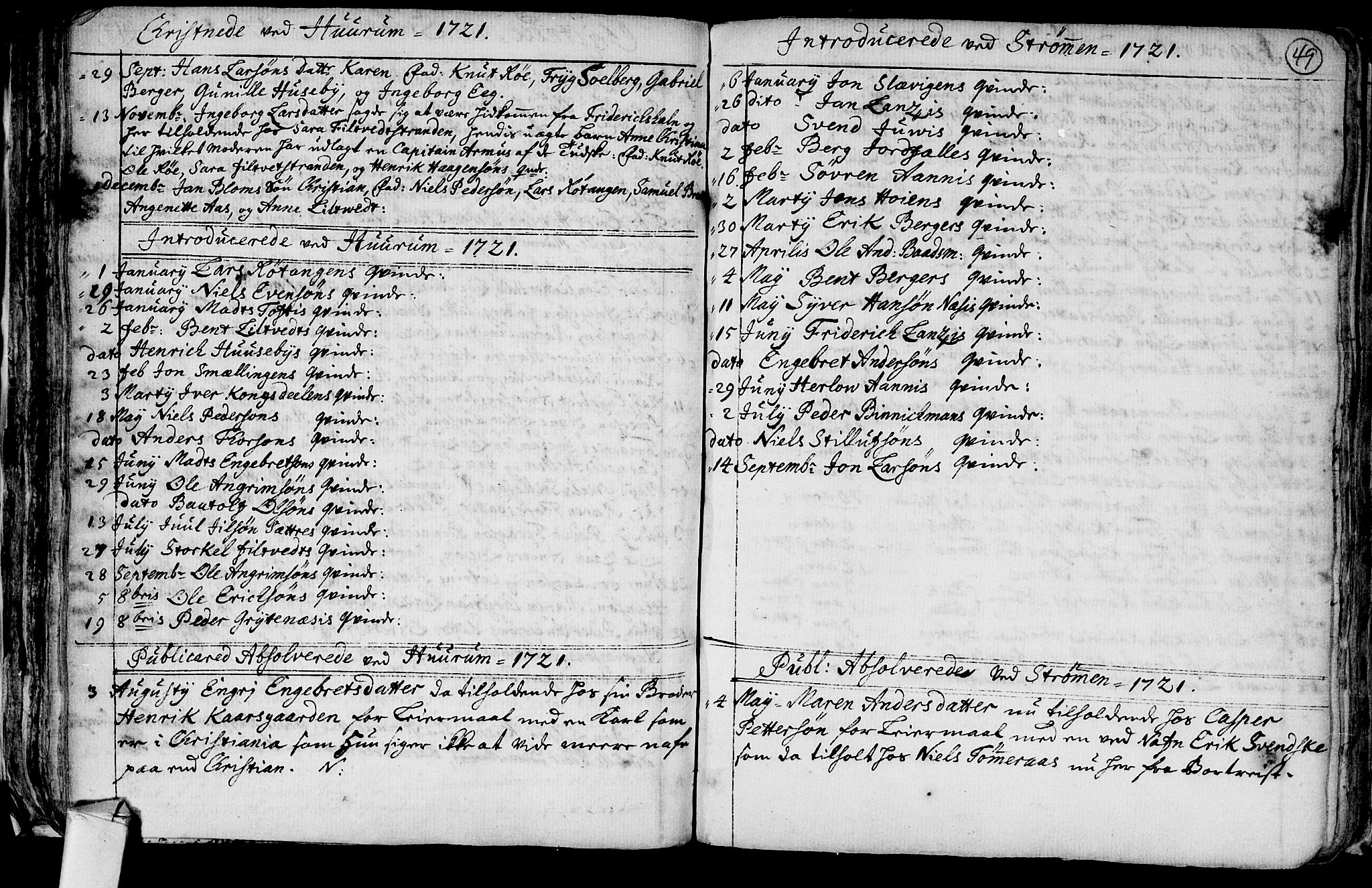 Hurum kirkebøker, AV/SAKO-A-229/F/Fa/L0001: Parish register (official) no. 1, 1715-1732, p. 49