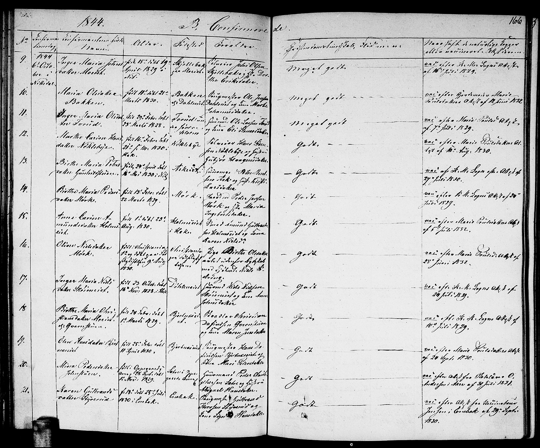 Nittedal prestekontor Kirkebøker, AV/SAO-A-10365a/F/Fa/L0004: Parish register (official) no. I 4, 1836-1849, p. 166