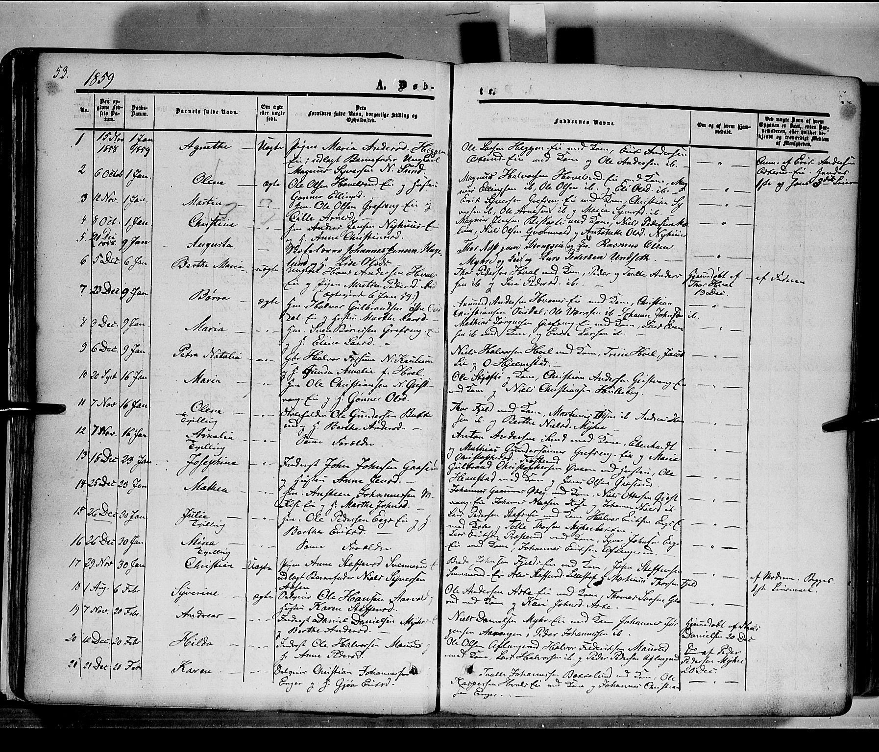 Nes prestekontor, Hedmark, SAH/PREST-020/K/Ka/L0004: Parish register (official) no. 4, 1852-1886, p. 53