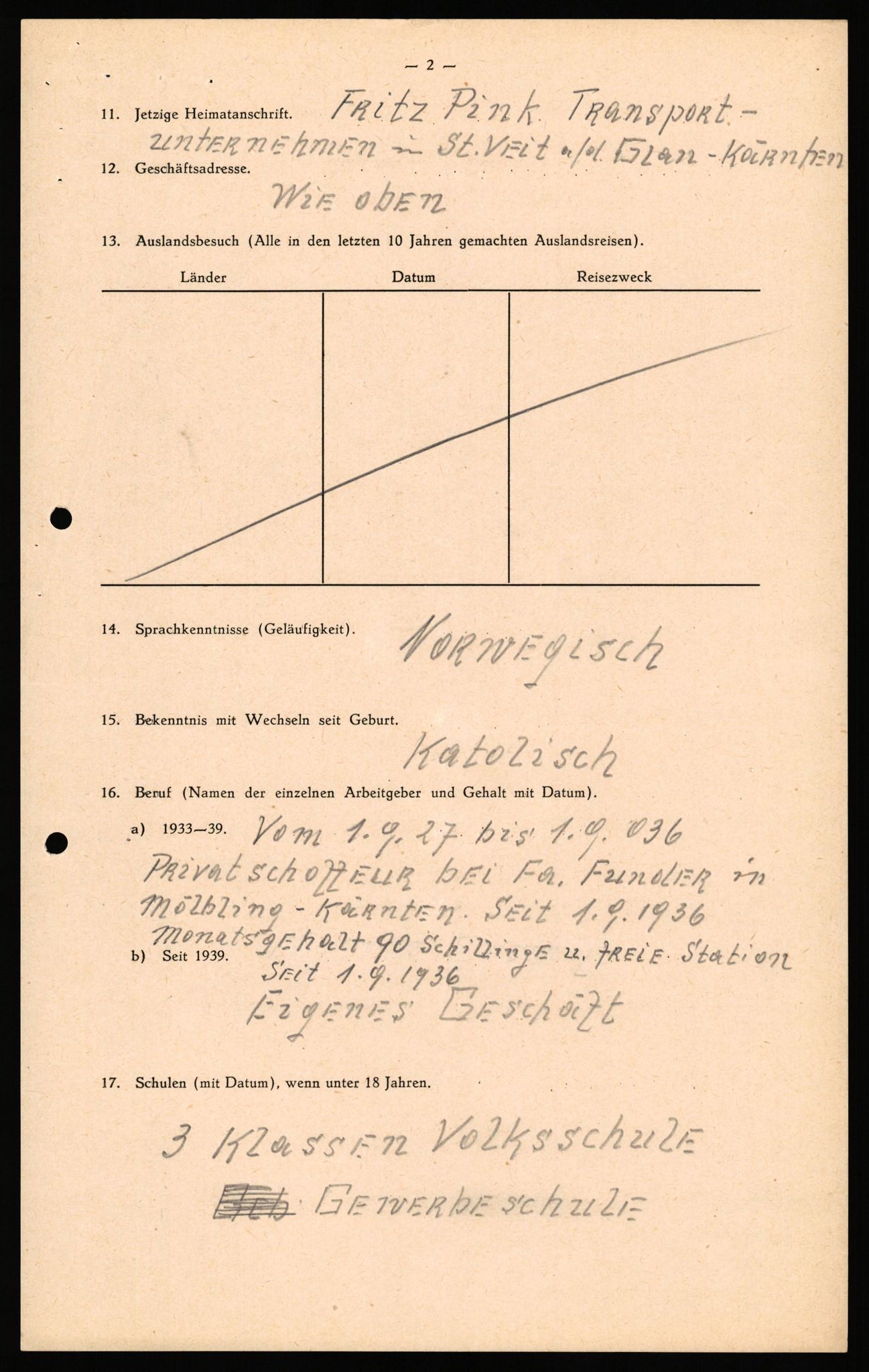 Forsvaret, Forsvarets overkommando II, AV/RA-RAFA-3915/D/Db/L0040: CI Questionaires. Tyske okkupasjonsstyrker i Norge. Østerrikere., 1945-1946, p. 46