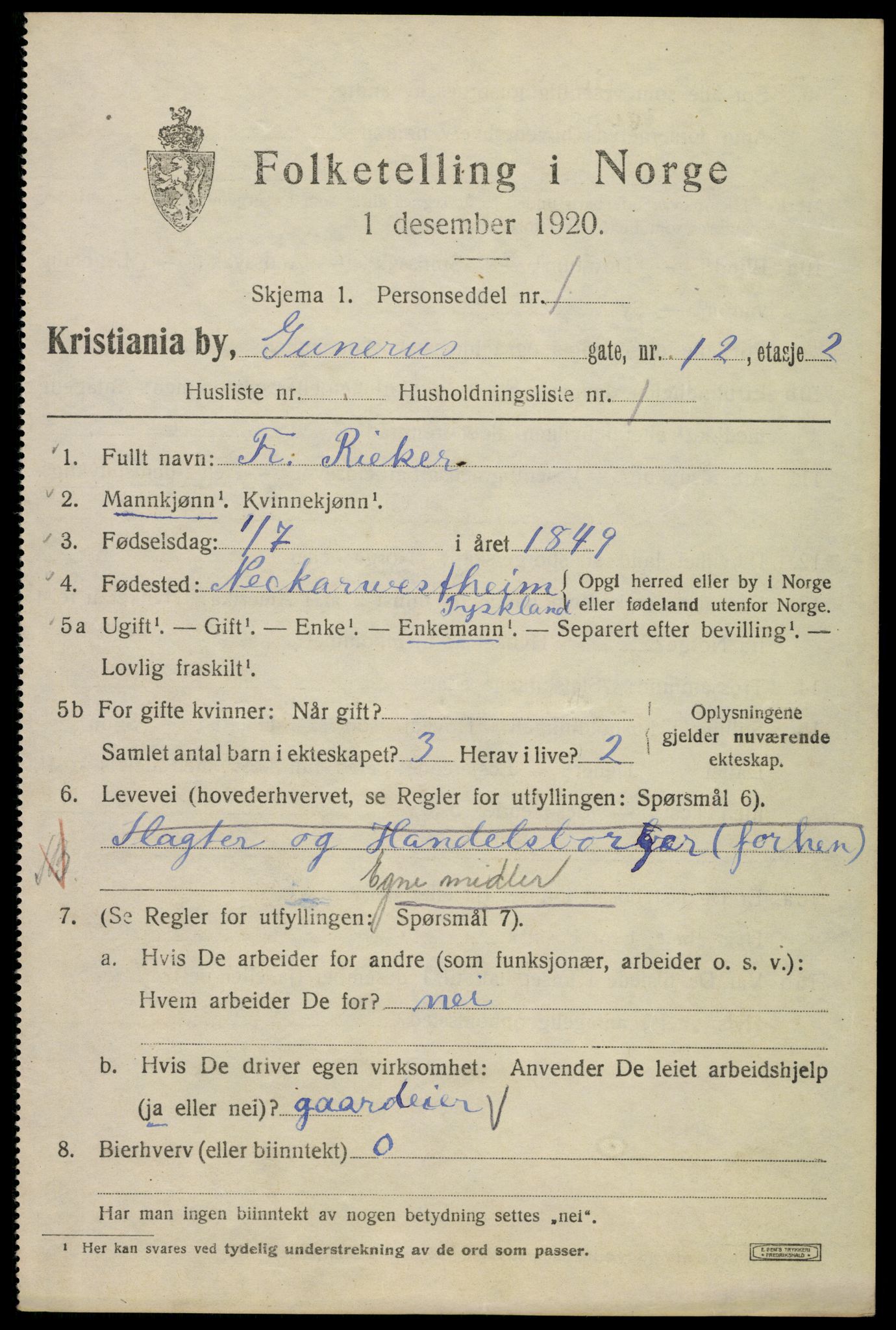 SAO, 1920 census for Kristiania, 1920, p. 261299