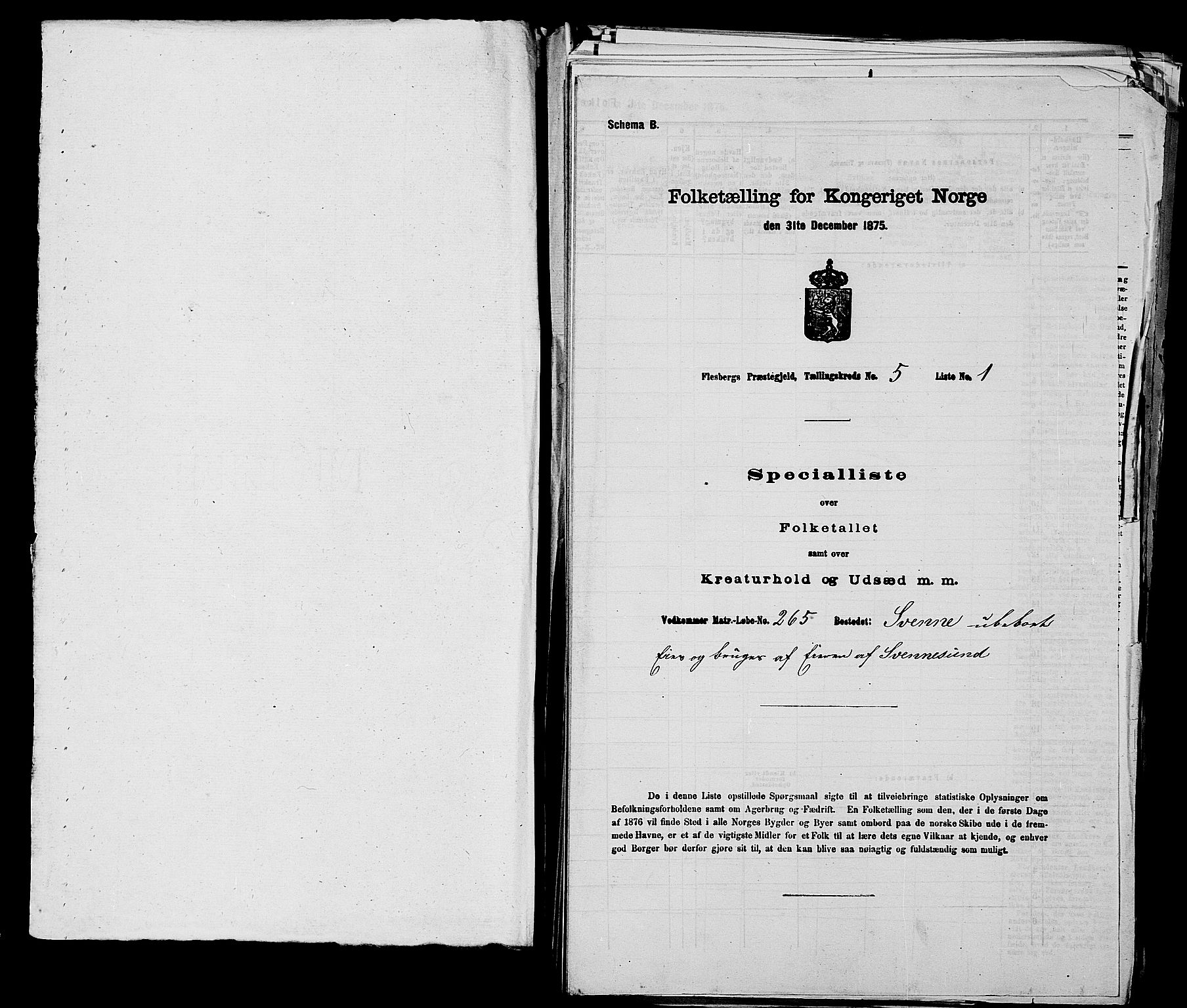 SAKO, 1875 census for 0631P Flesberg, 1875, p. 882