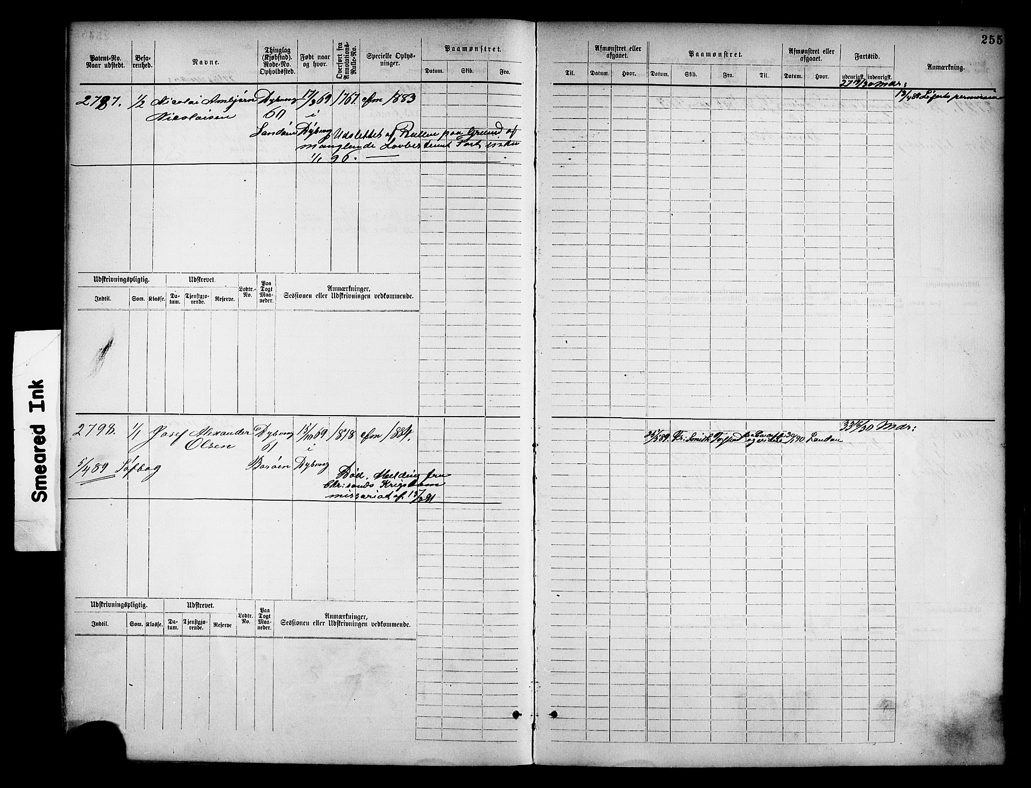 Tvedestrand mønstringskrets, SAK/2031-0011/F/Fb/L0018: Hovedrulle nr 2289-3056, U-34, 1882-1892, p. 267