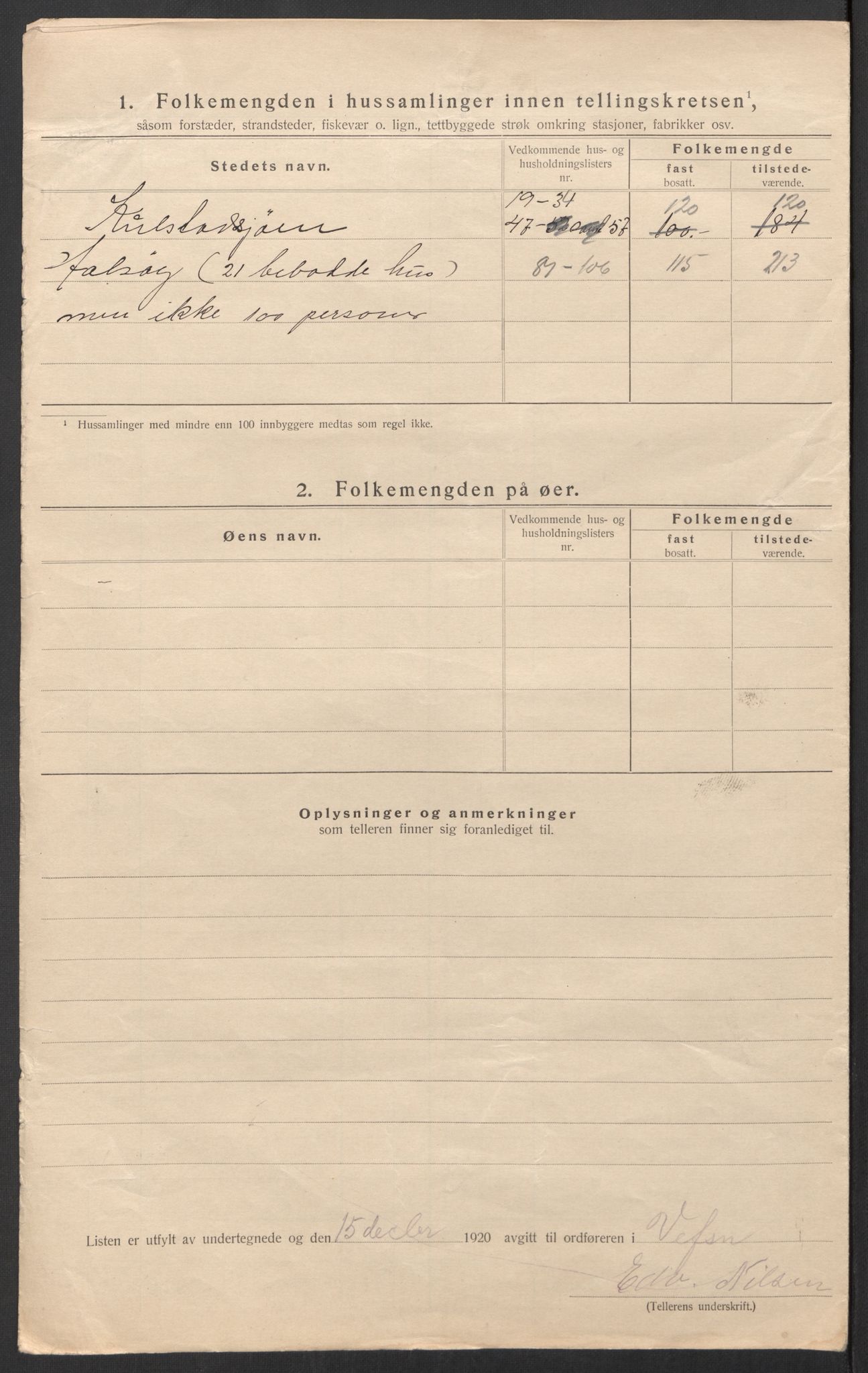 SAT, 1920 census for Vefsn, 1920, p. 41