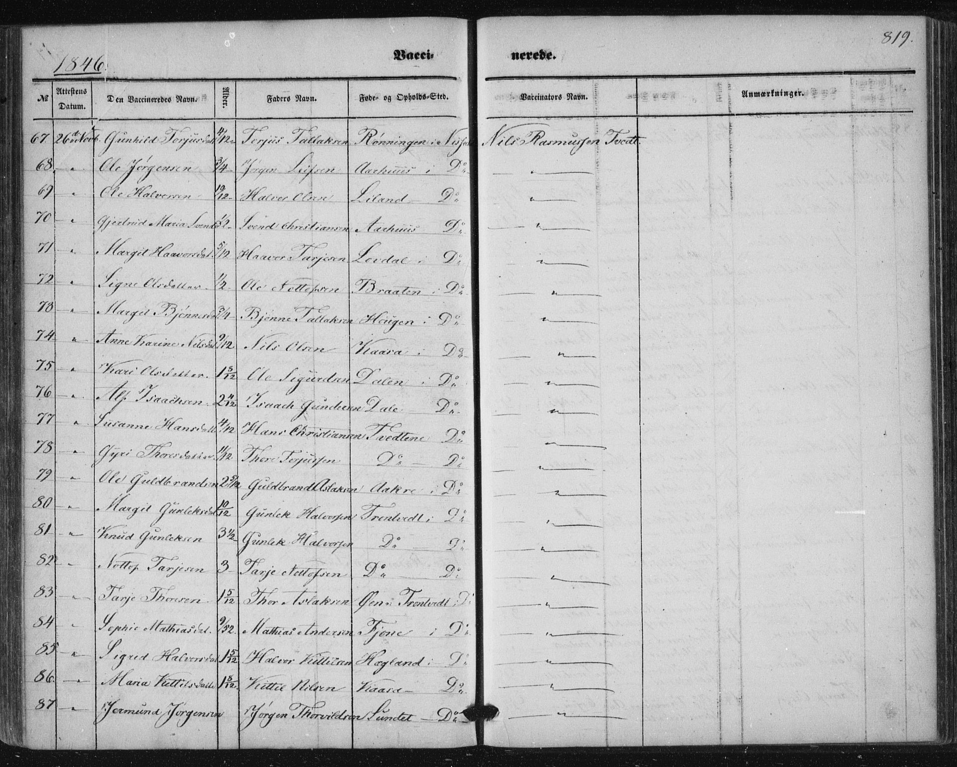 Nissedal kirkebøker, SAKO/A-288/F/Fa/L0003: Parish register (official) no. I 3, 1846-1870, p. 818-819