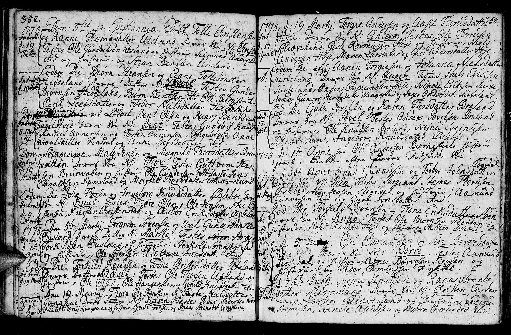 Holum sokneprestkontor, AV/SAK-1111-0022/F/Fa/Fac/L0001: Parish register (official) no. A 1, 1773-1820, p. 352-353