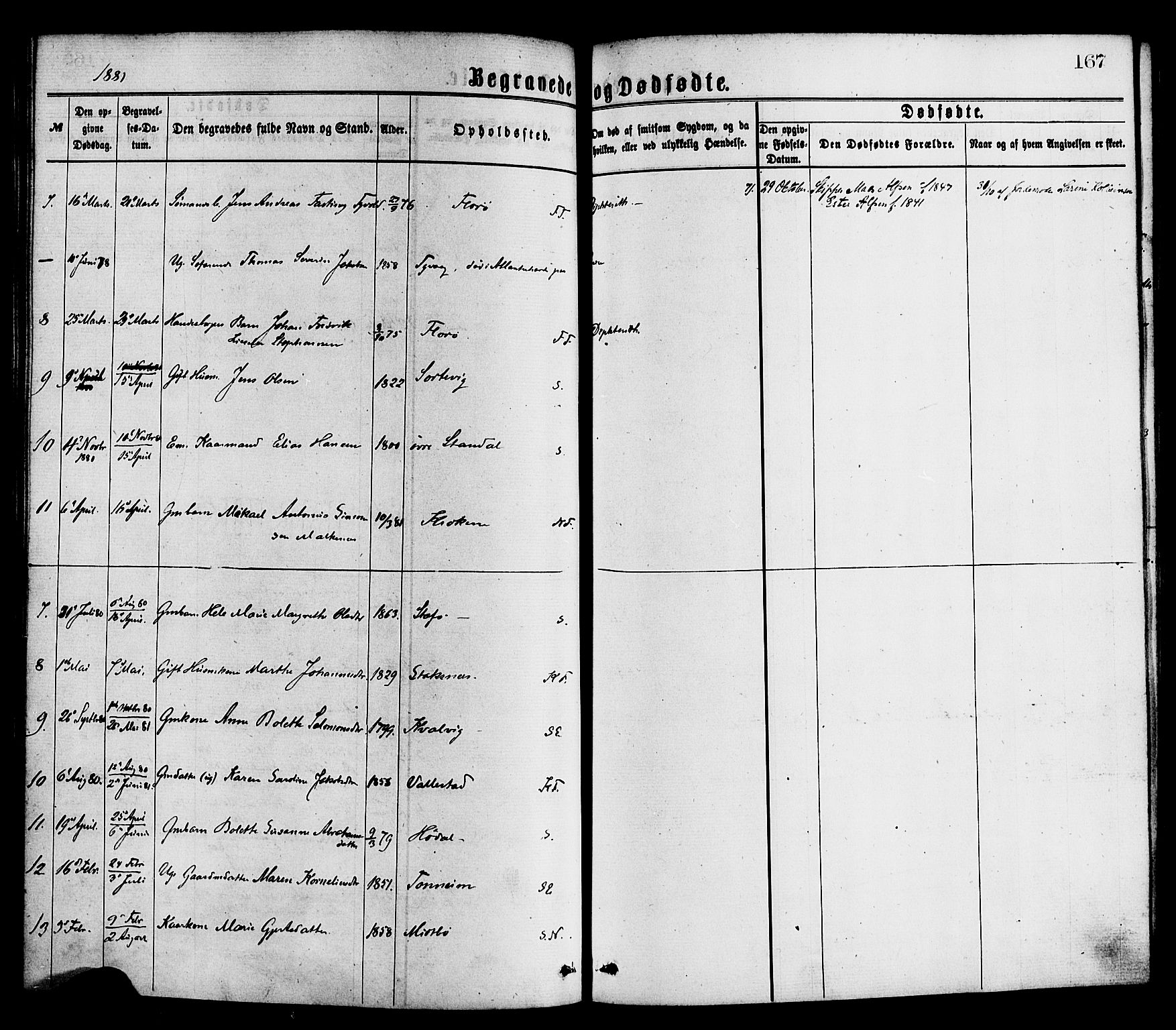 Kinn sokneprestembete, SAB/A-80801/H/Haa/Haaa/L0013: Parish register (official) no. A 13, 1870-1885, p. 167