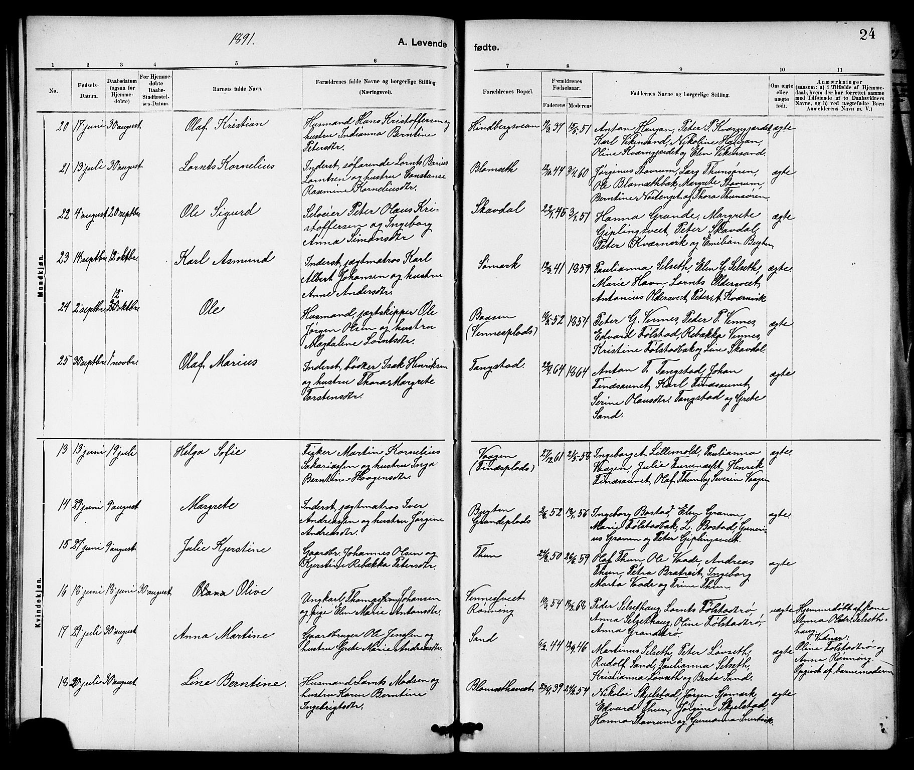 Ministerialprotokoller, klokkerbøker og fødselsregistre - Nord-Trøndelag, AV/SAT-A-1458/744/L0423: Parish register (copy) no. 744C02, 1886-1905, p. 24