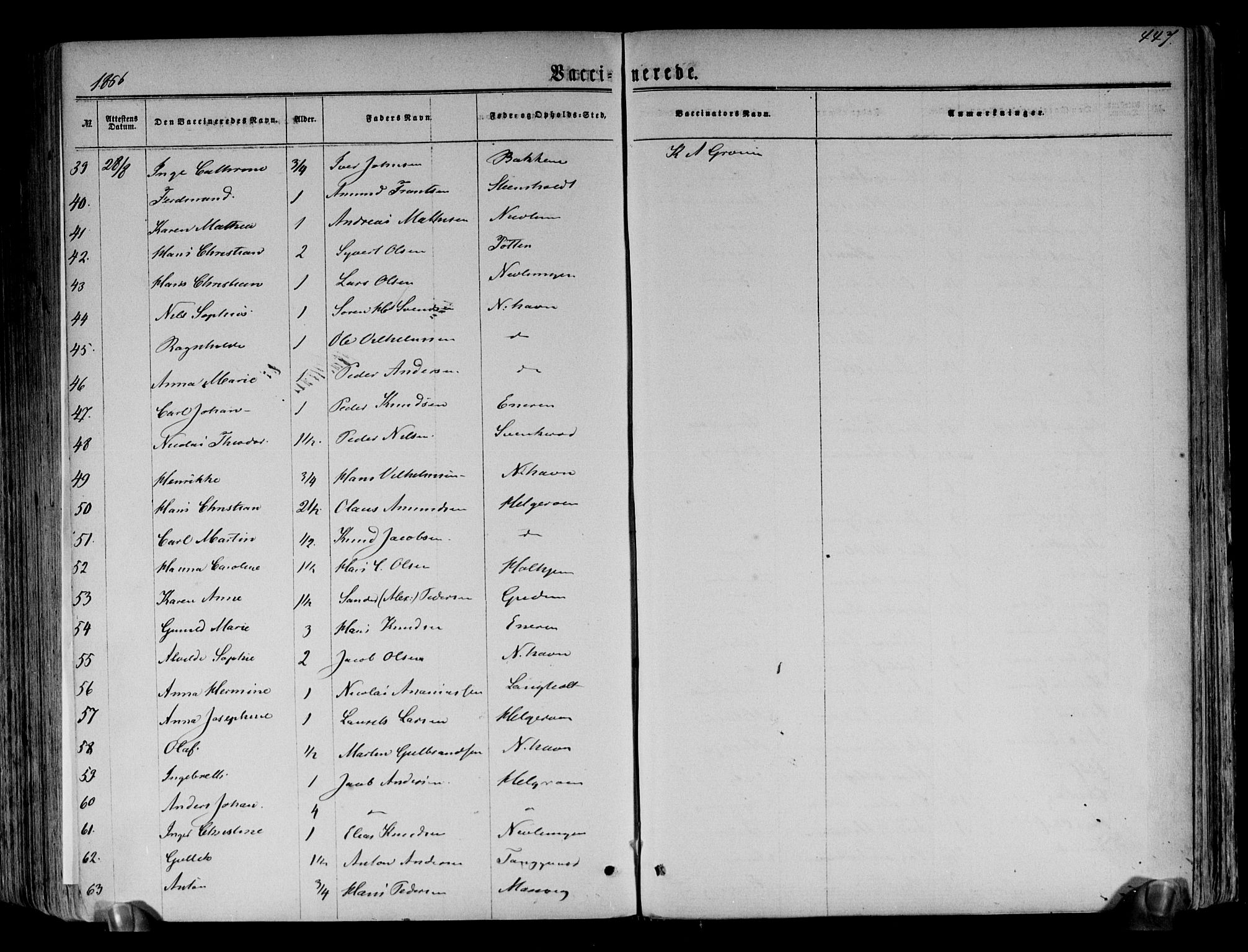 Brunlanes kirkebøker, AV/SAKO-A-342/F/Fa/L0005: Parish register (official) no. I 5, 1862-1877, p. 447