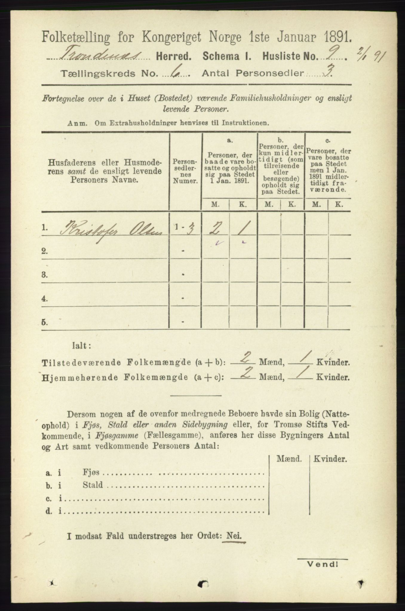 RA, 1891 census for 1914 Trondenes, 1891, p. 3752