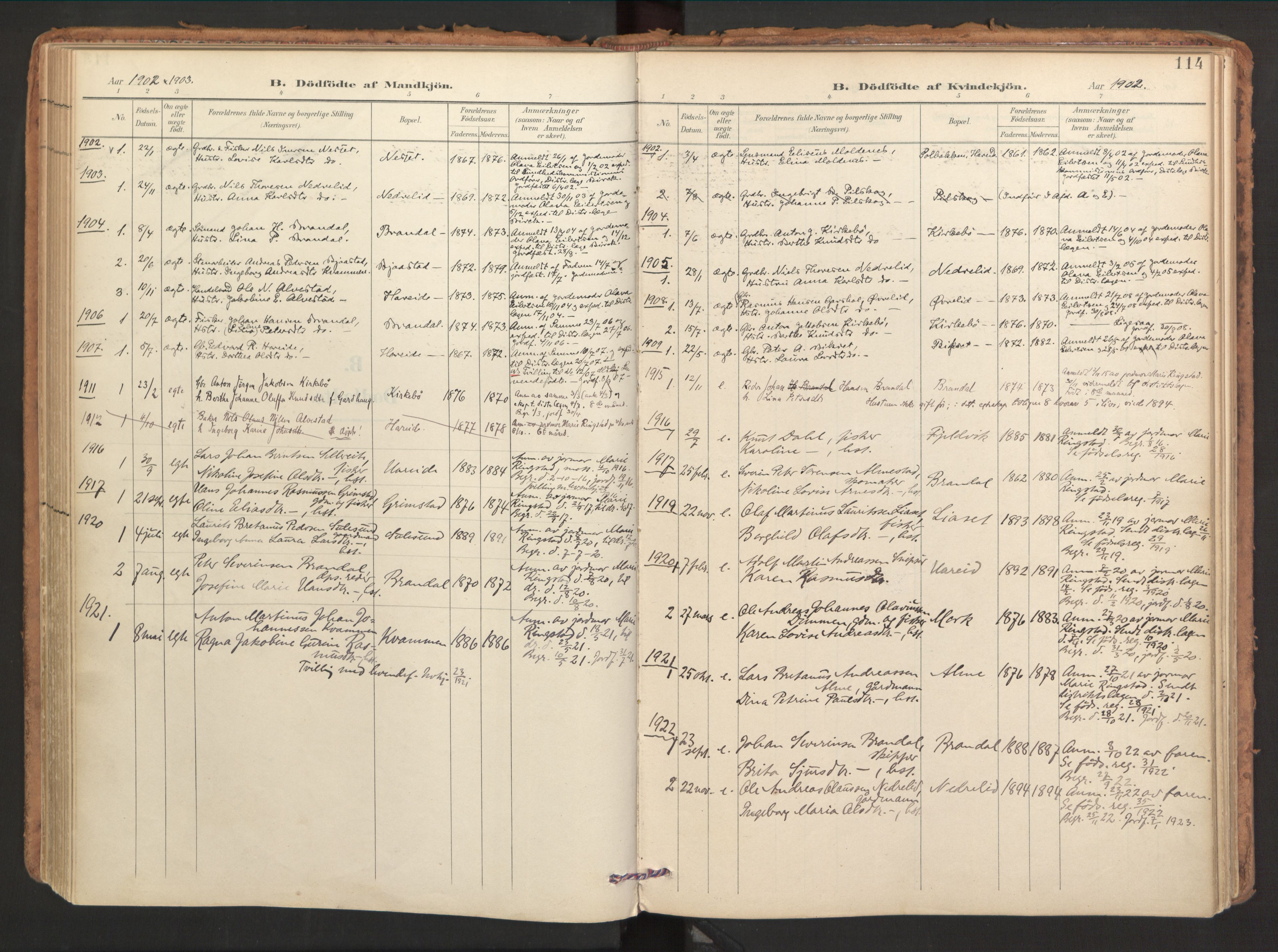 Ministerialprotokoller, klokkerbøker og fødselsregistre - Møre og Romsdal, AV/SAT-A-1454/510/L0123: Parish register (official) no. 510A03, 1898-1922, p. 114