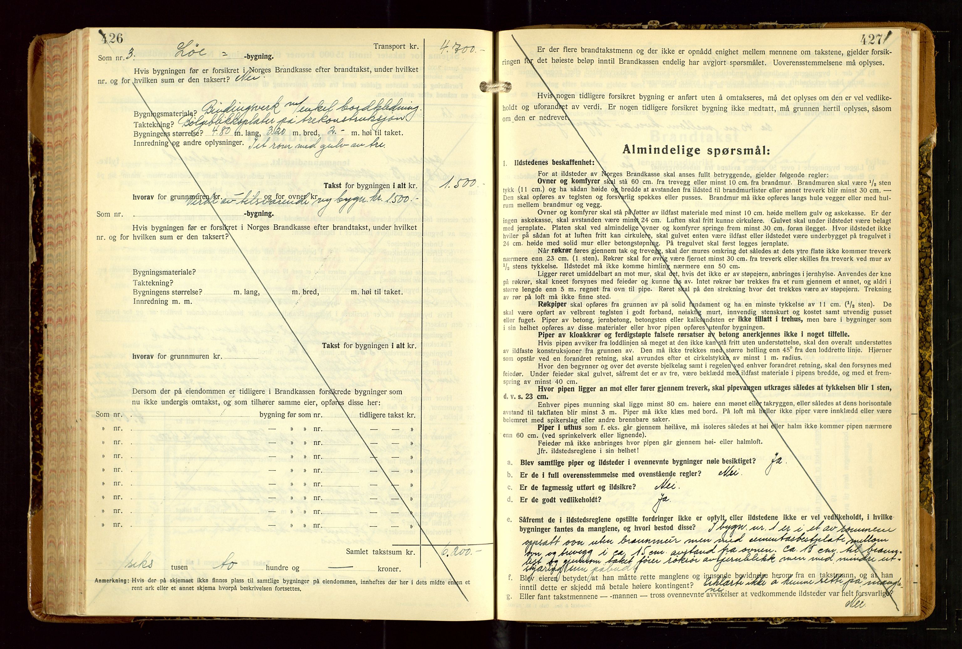 Eigersund lensmannskontor, SAST/A-100171/Gob/L0007: "Brandtakstprotokoll", 1938-1955, p. 426-427