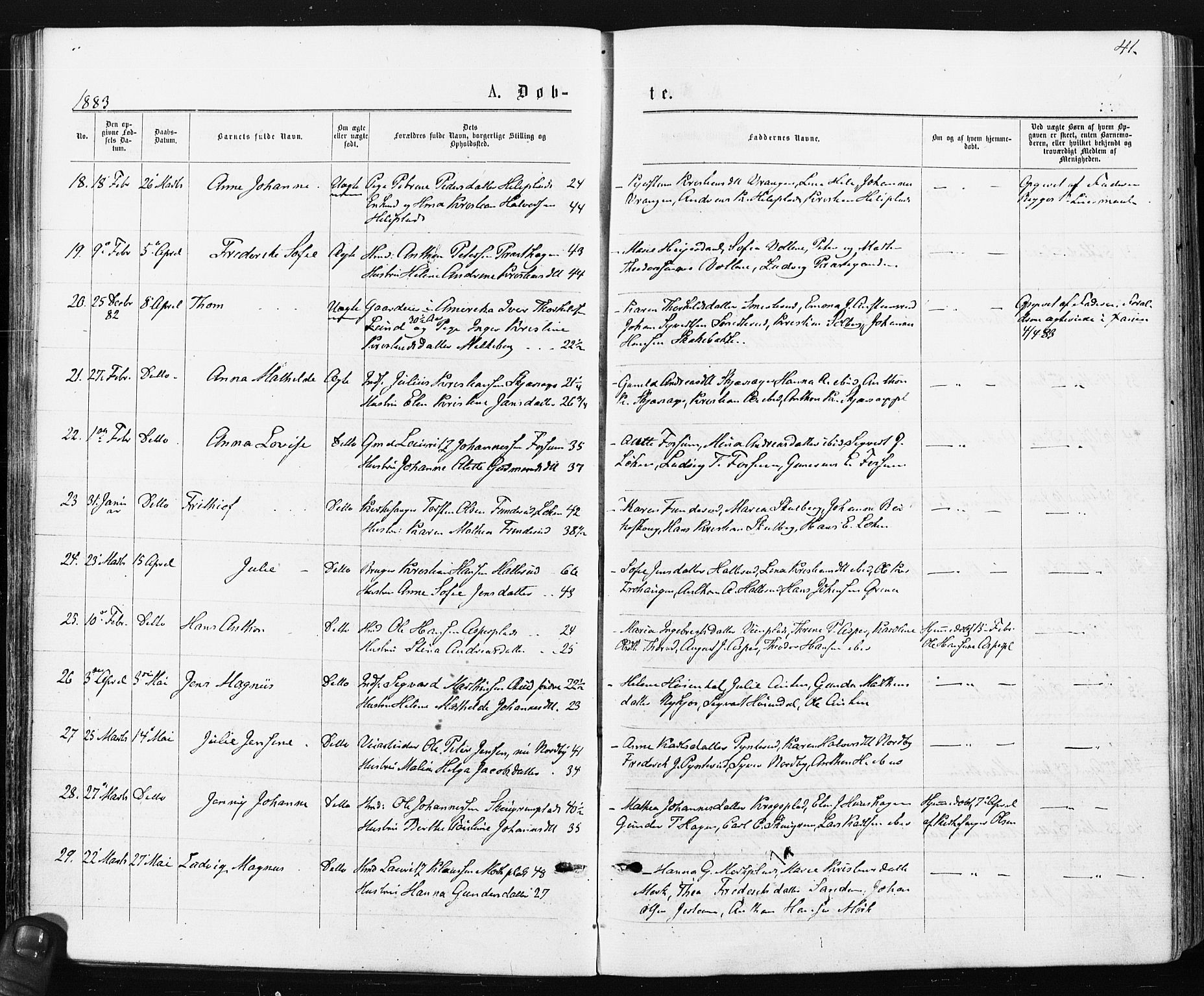Spydeberg prestekontor Kirkebøker, AV/SAO-A-10924/F/Fa/L0007: Parish register (official) no. I 7, 1875-1885, p. 41