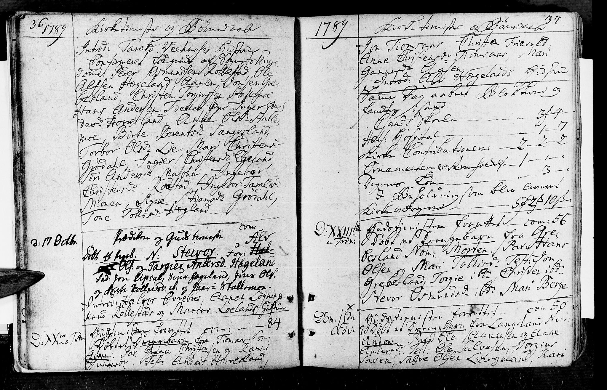 Vennesla sokneprestkontor, AV/SAK-1111-0045/Fa/Fac/L0002: Parish register (official) no. A 2, 1785-1834, p. 36-37