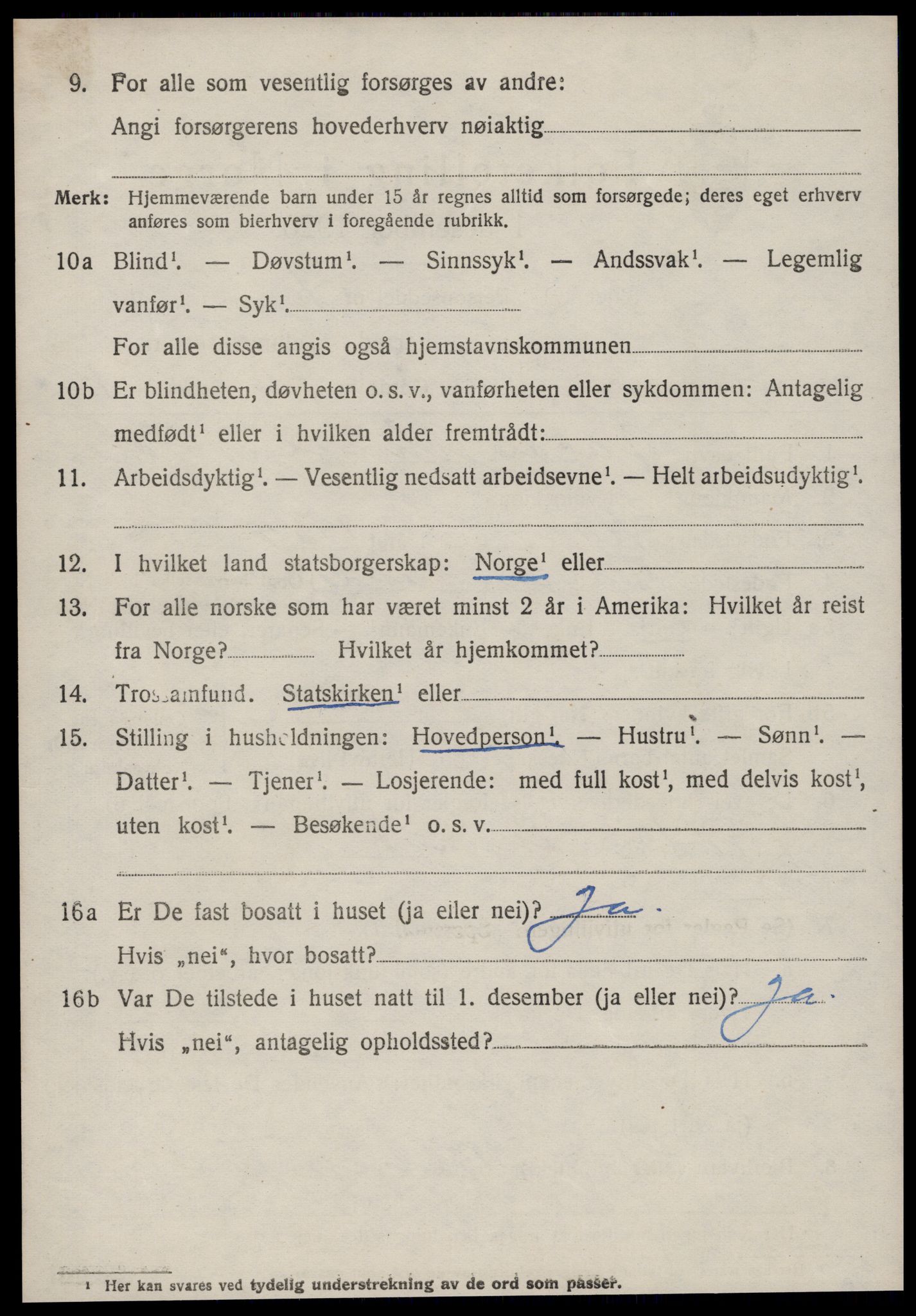 SAT, 1920 census for Sande (MR), 1920, p. 3909