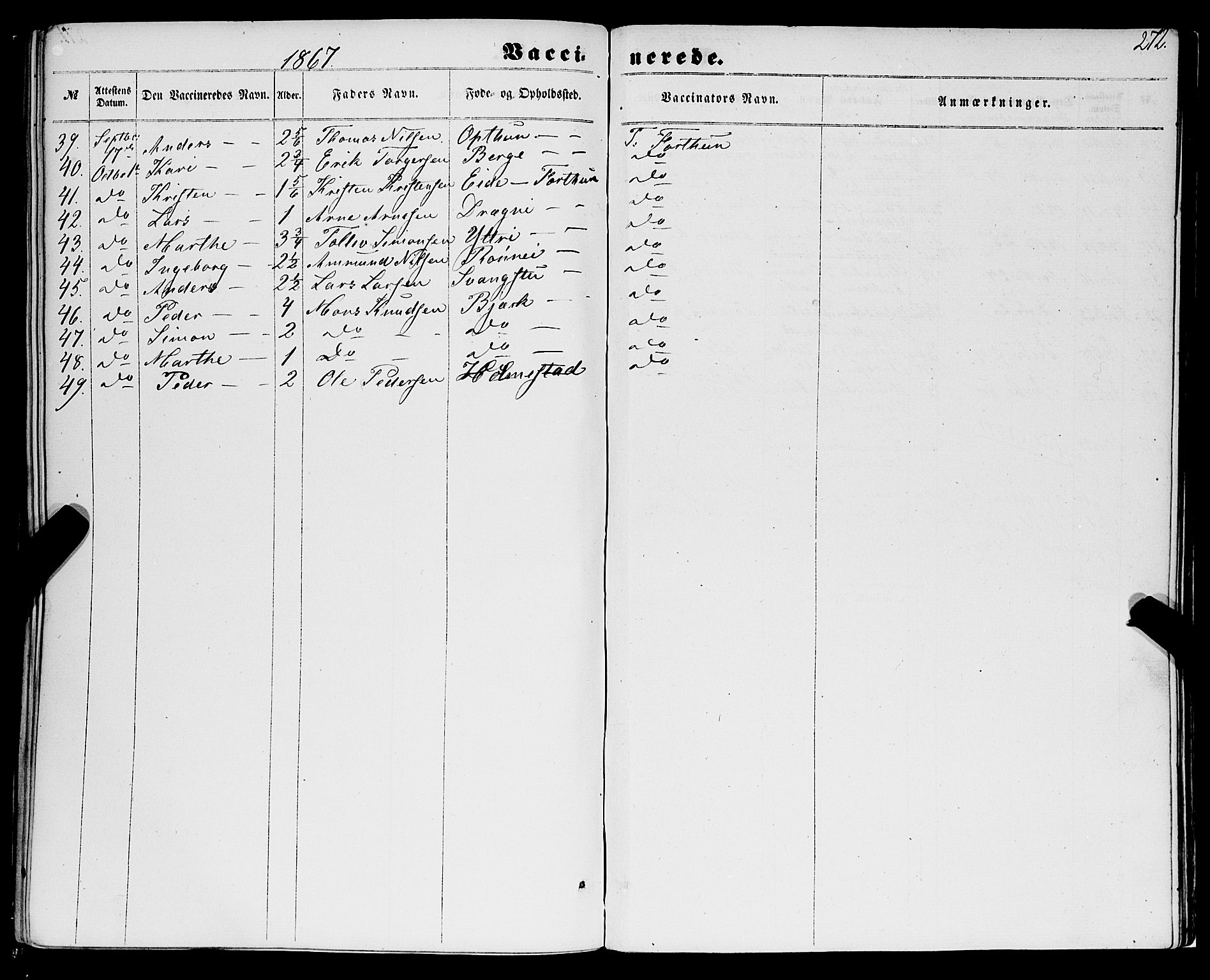 Luster sokneprestembete, AV/SAB-A-81101/H/Haa/Haaa/L0008: Parish register (official) no. A 8, 1860-1870, p. 272