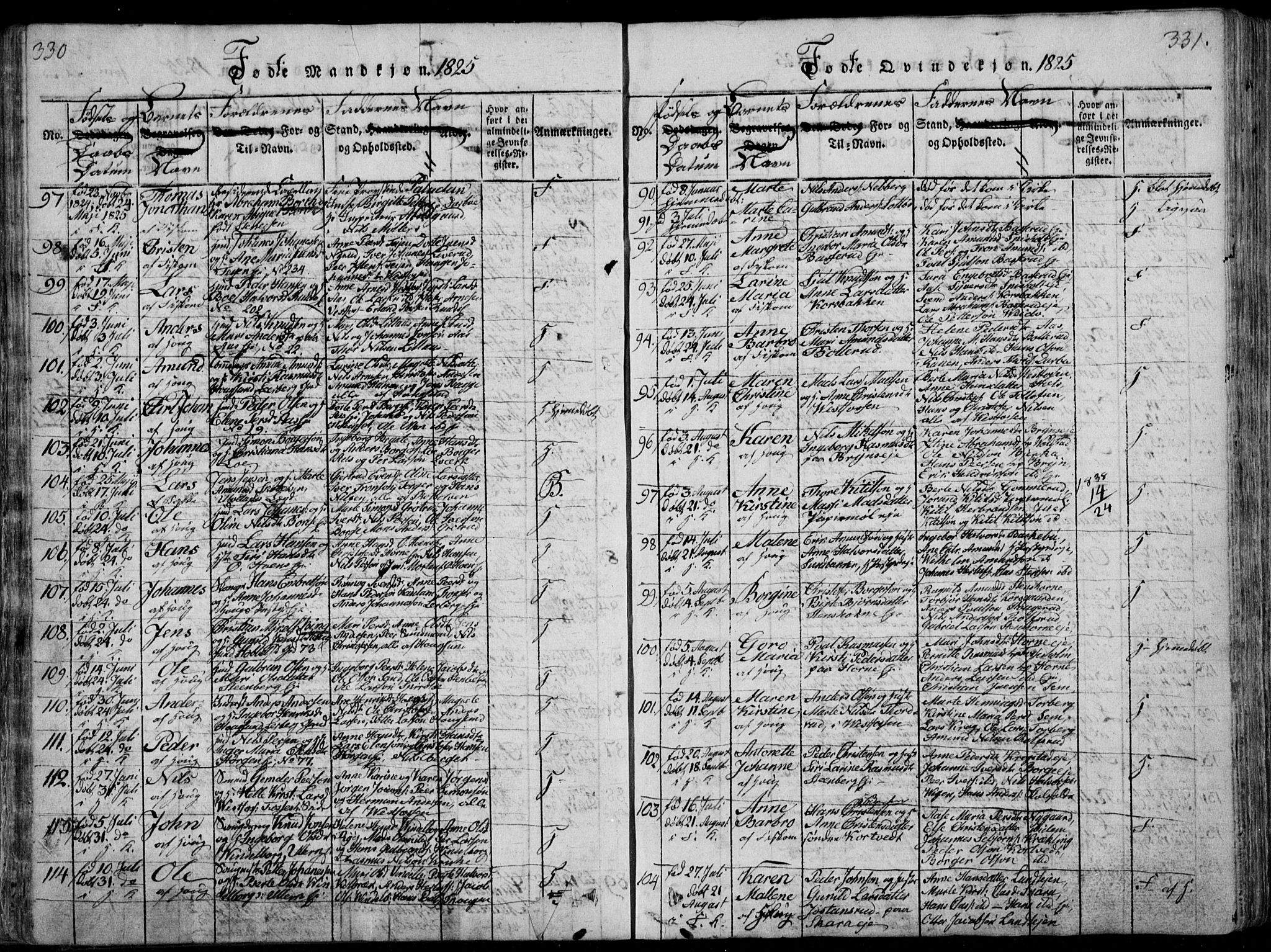 Eiker kirkebøker, SAKO/A-4/F/Fa/L0011: Parish register (official) no. I 11, 1814-1827, p. 330-331