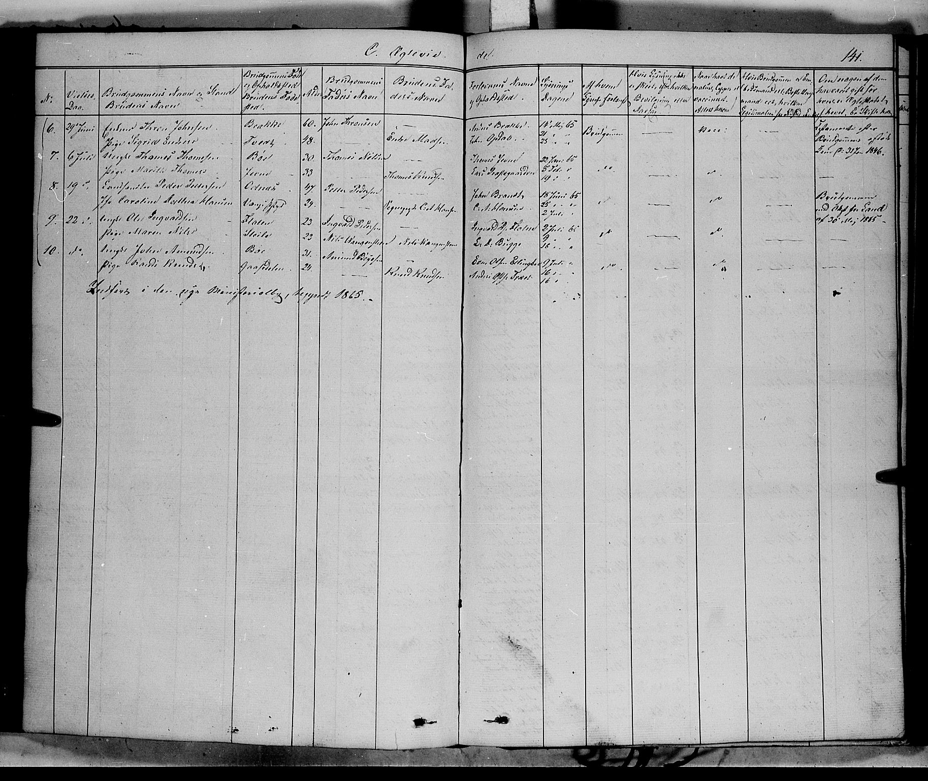 Vang prestekontor, Valdres, SAH/PREST-140/H/Ha/L0006: Parish register (official) no. 6, 1846-1864, p. 141