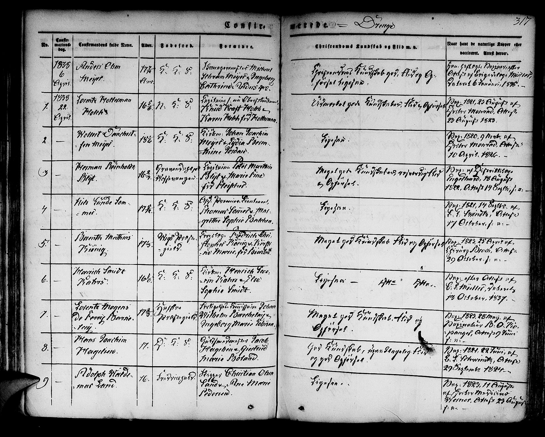 Korskirken sokneprestembete, SAB/A-76101/H/Hab: Parish register (copy) no. A 5II, 1831-1844, p. 317