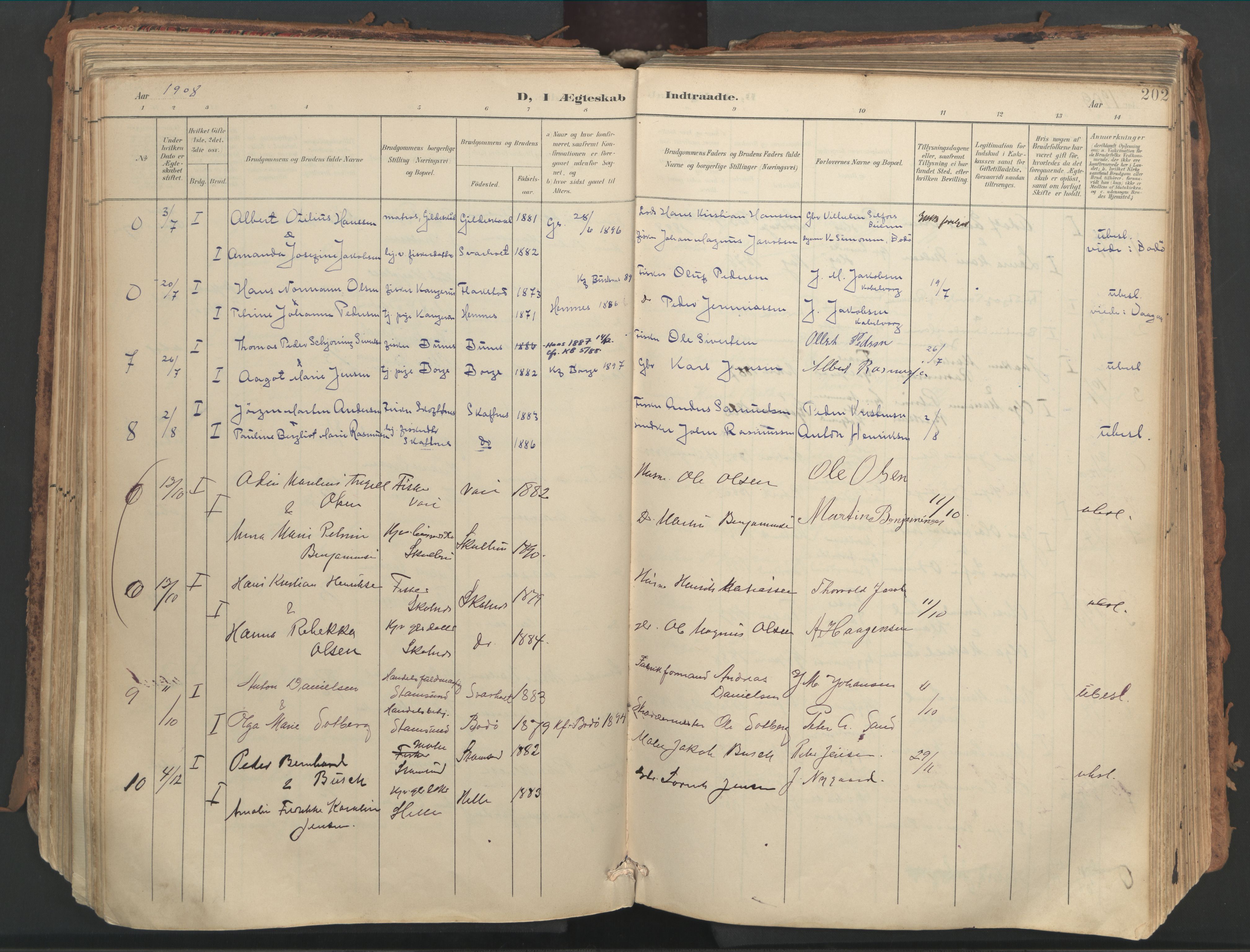 Ministerialprotokoller, klokkerbøker og fødselsregistre - Nordland, SAT/A-1459/882/L1180: Parish register (official) no. 882A02, 1897-1913, p. 202