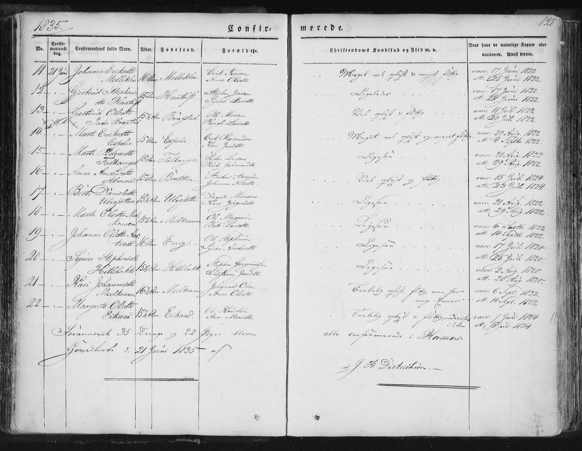 Hamre sokneprestembete, SAB/A-75501/H/Ha/Haa/Haaa/L0012: Parish register (official) no. A 12, 1834-1845, p. 128